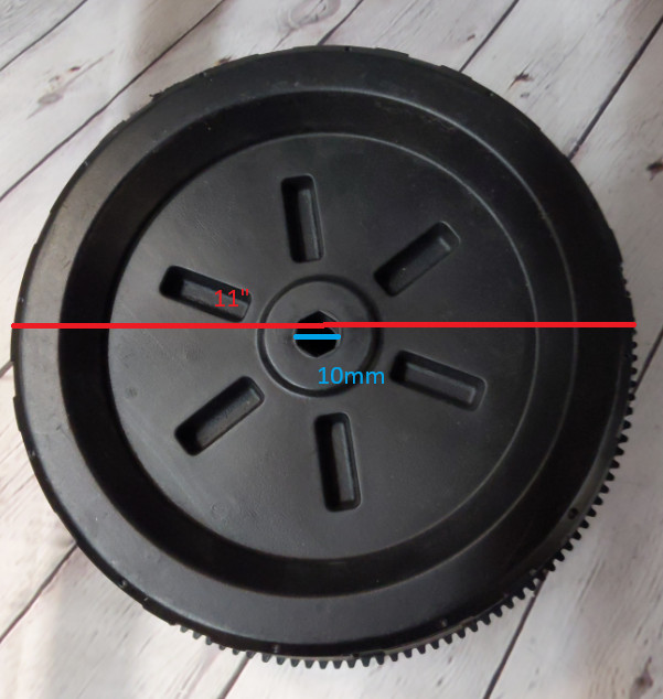 Genuine Kid Trax CAT Bulldozer 12V Rear Wheel 11″x4.5″ 10mm
