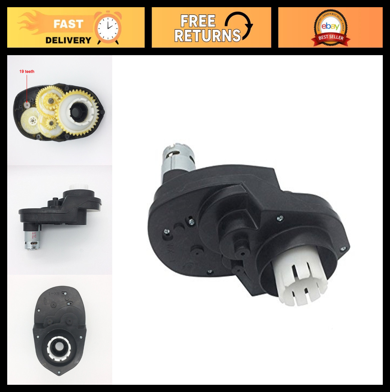 12V 30000RPM Gearbox for Kids Ride-On Cars, Electric Motor & Replacement Parts