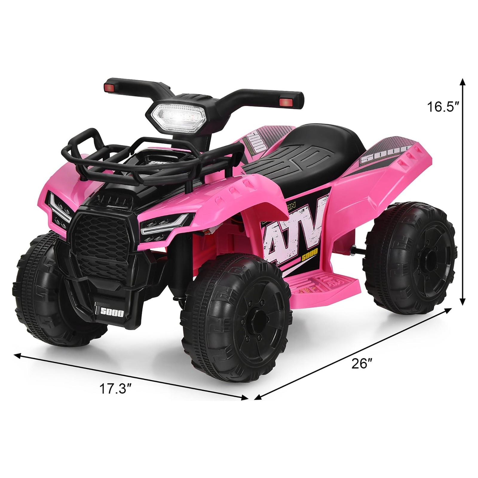 6V Kids ATV Quad Electric Ride on Car Toy Toddler with LED Light MP3 Pink