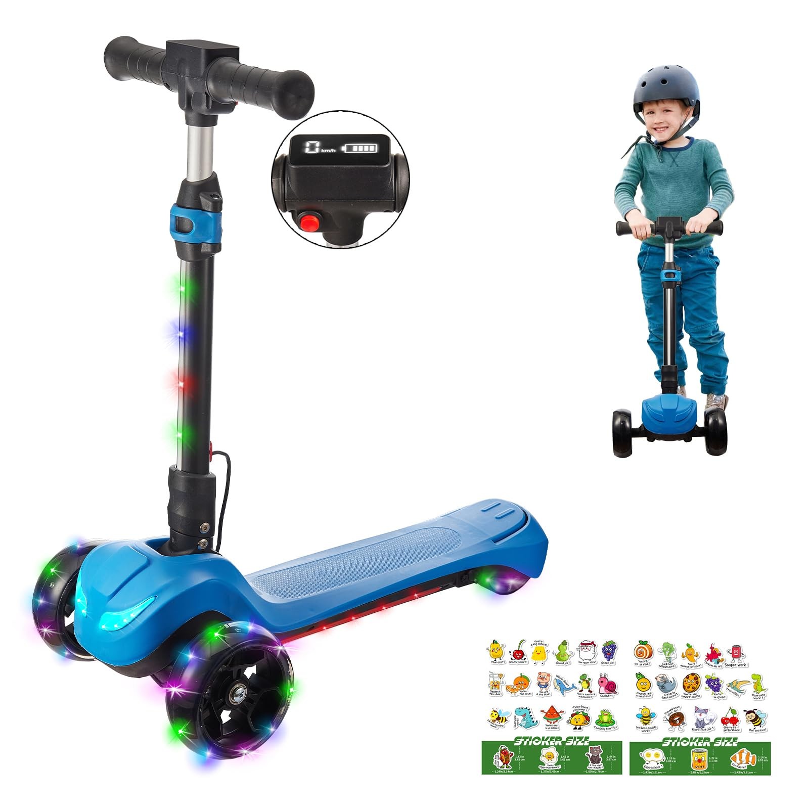 3 Wheel Electric Scooter for Kids Ages 3-8, LCD Display, Colorful Lights, Rel…