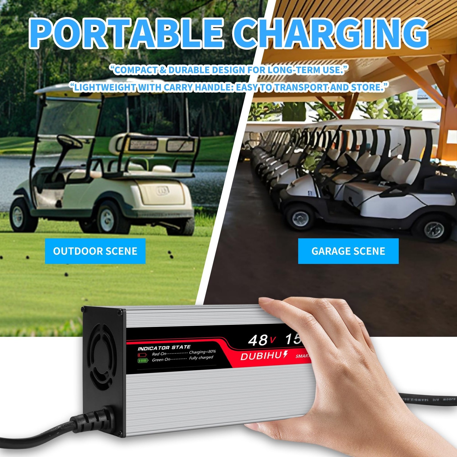 48V 15A Golf Cart Battery Charger for Yamaha G29 & Drive 2 Golf Carts, with 3…