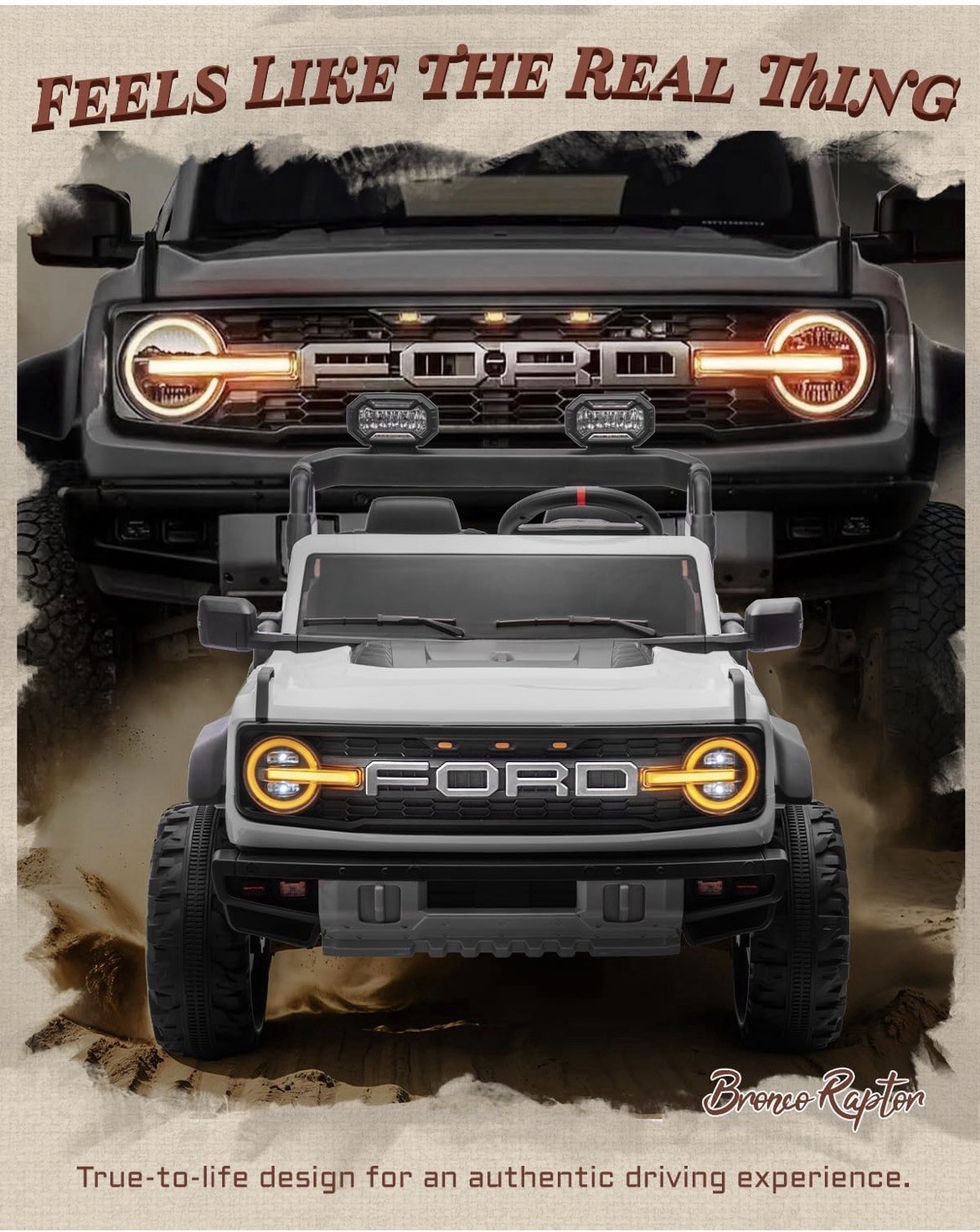 First Ride On Licensed Ford Bronco Raptor 24v 2 Seater Kids Ride On Toys Car Ba