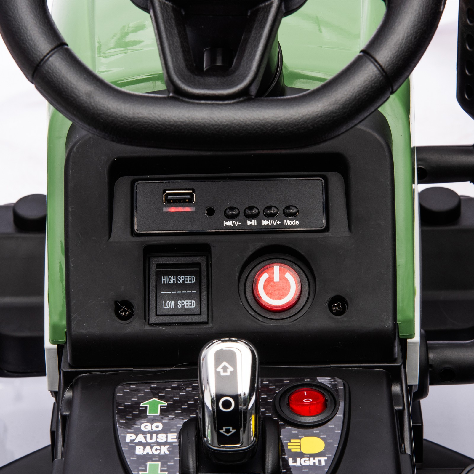 24Vkids Ride Tractor Trailer 1.86-4.97MPH electric car 3speed adjustable Emerald