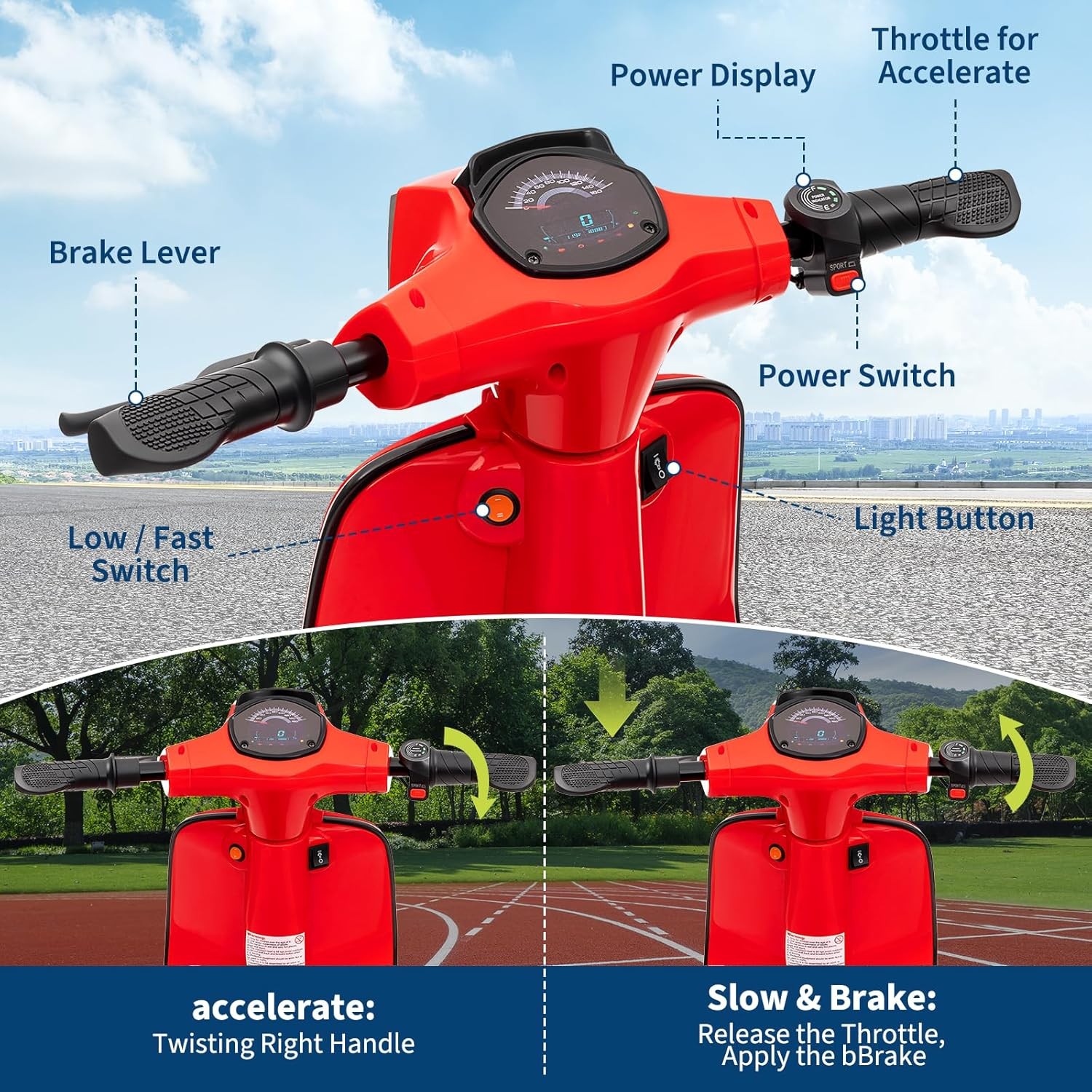 24V 10AH Electric Motorcycle for Kids Electric Scooter with Seat for Kids