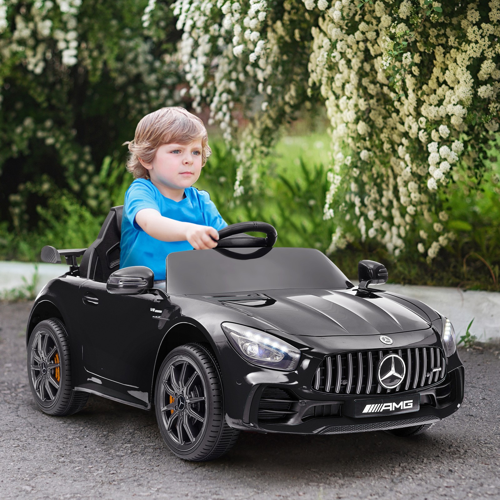 Mercedes-Benz AMG GTR Licensed 12V Kids Ride on Car w/ Remote, Black