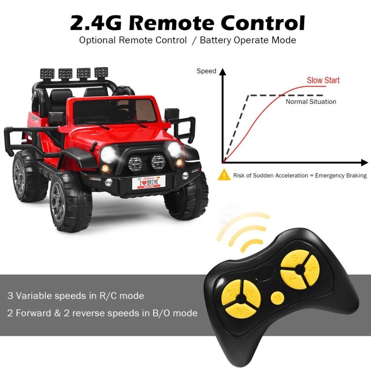 12V 2-Seater Ride on Car Truck with Remote Control and Storage Room