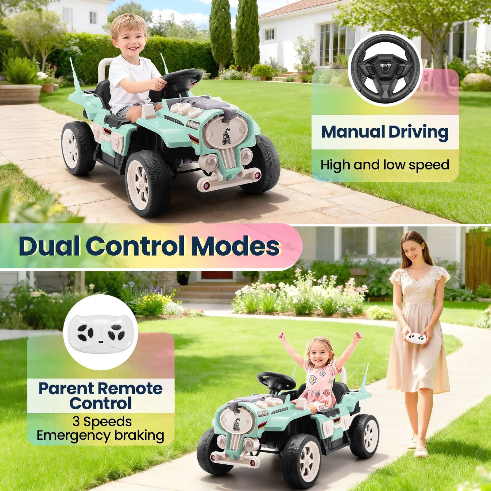 Ride on Train for Toddlers with Remote Control, Ride on Toys for Kids Ages 2-6,