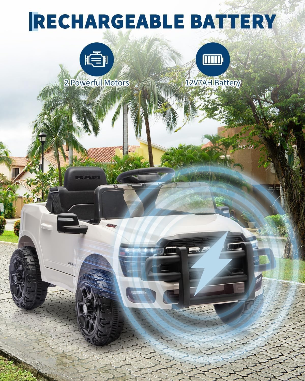 Kids Ride On Cars, Licensed RAM 12V Electric Ride On Truck Car w/Remote Control