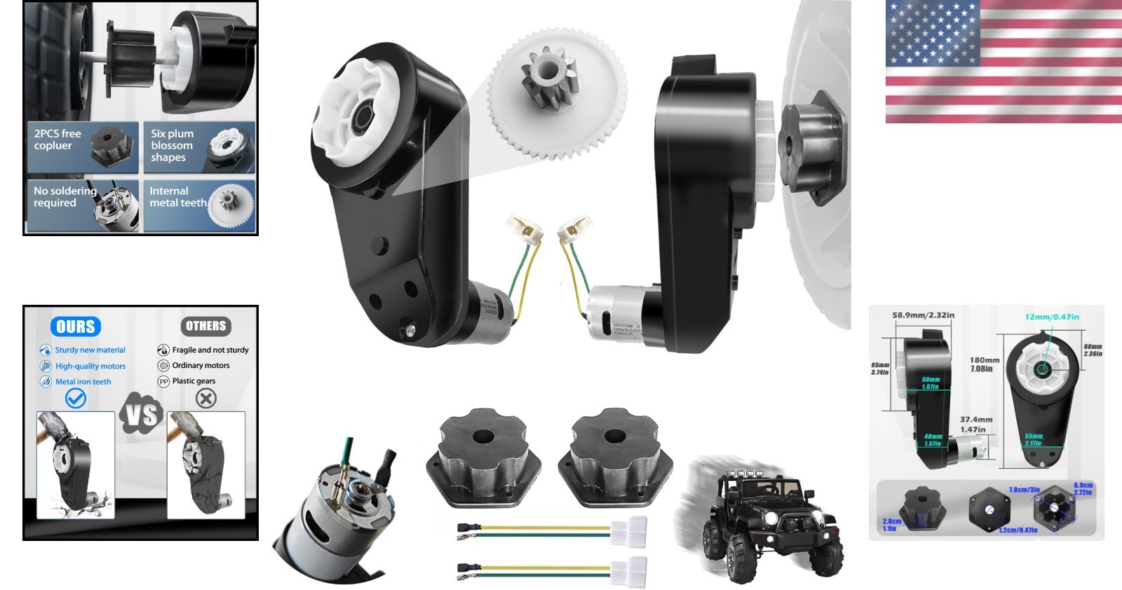 High-Speed 24V RS555 Gearbox for Power Wheels Upgrade