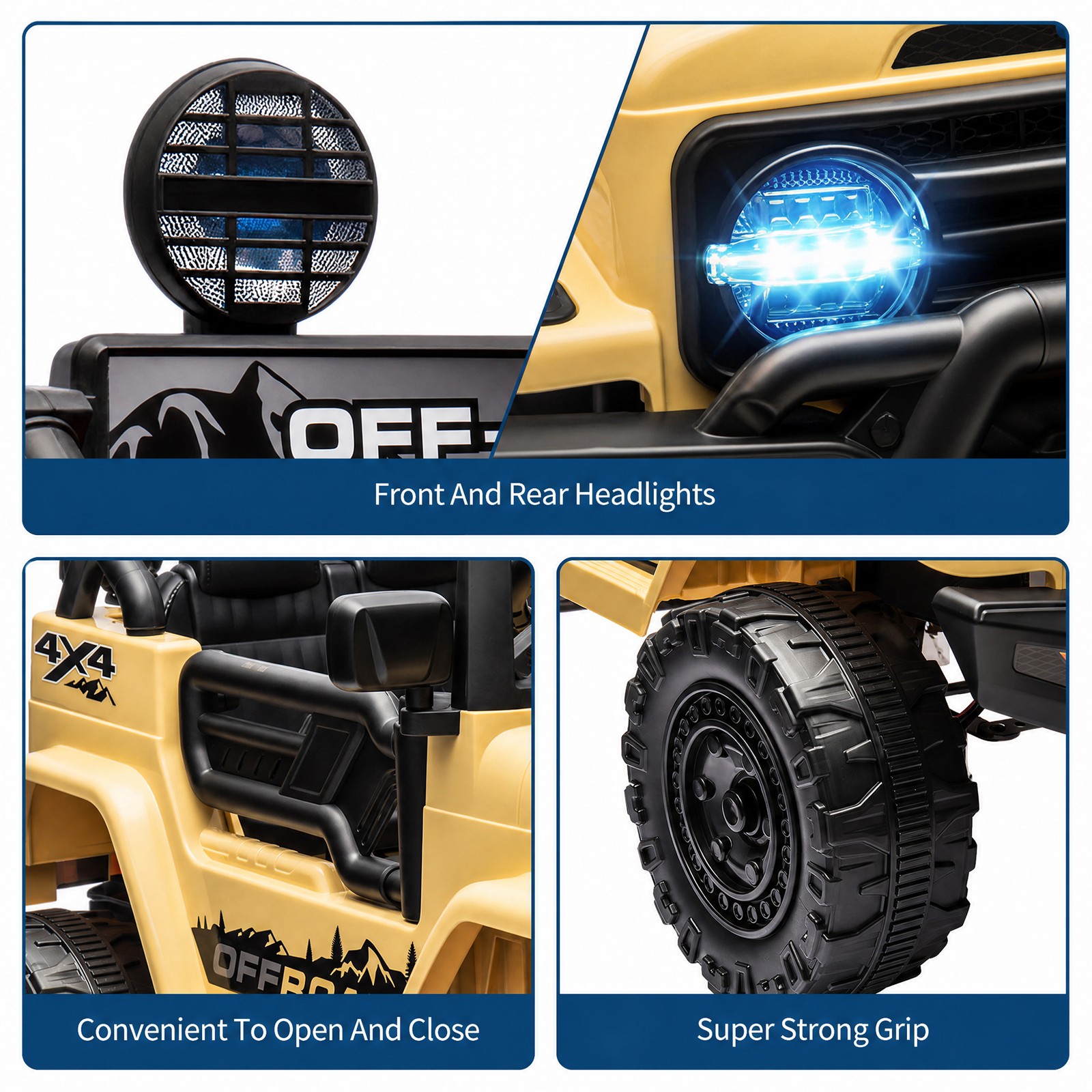 RC Ride on Truck Car 12V Kids Electric Vehicles,LED Lights,Bluetooth,3 Speeds