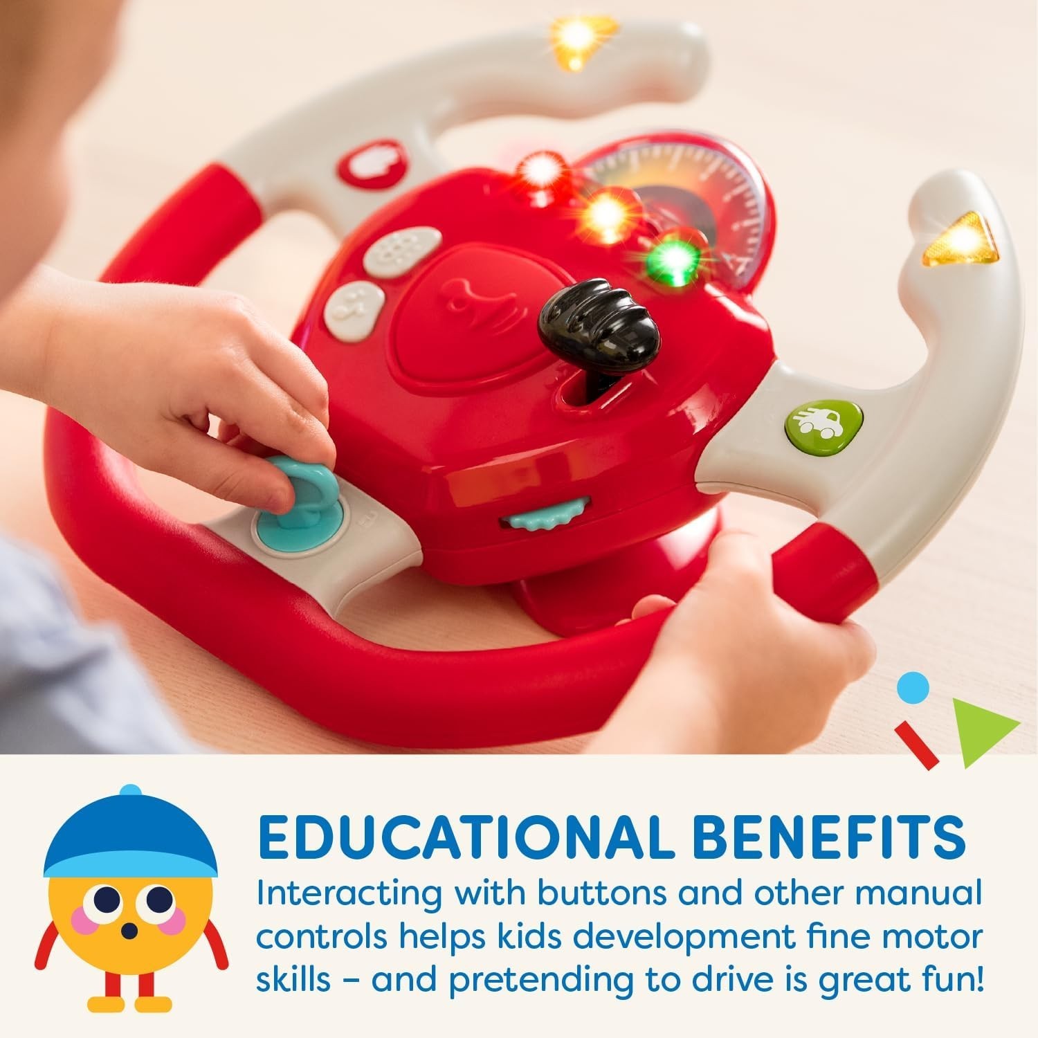 Pretend Play Steering Wheel for Children with Educational Motor Skill Benefits