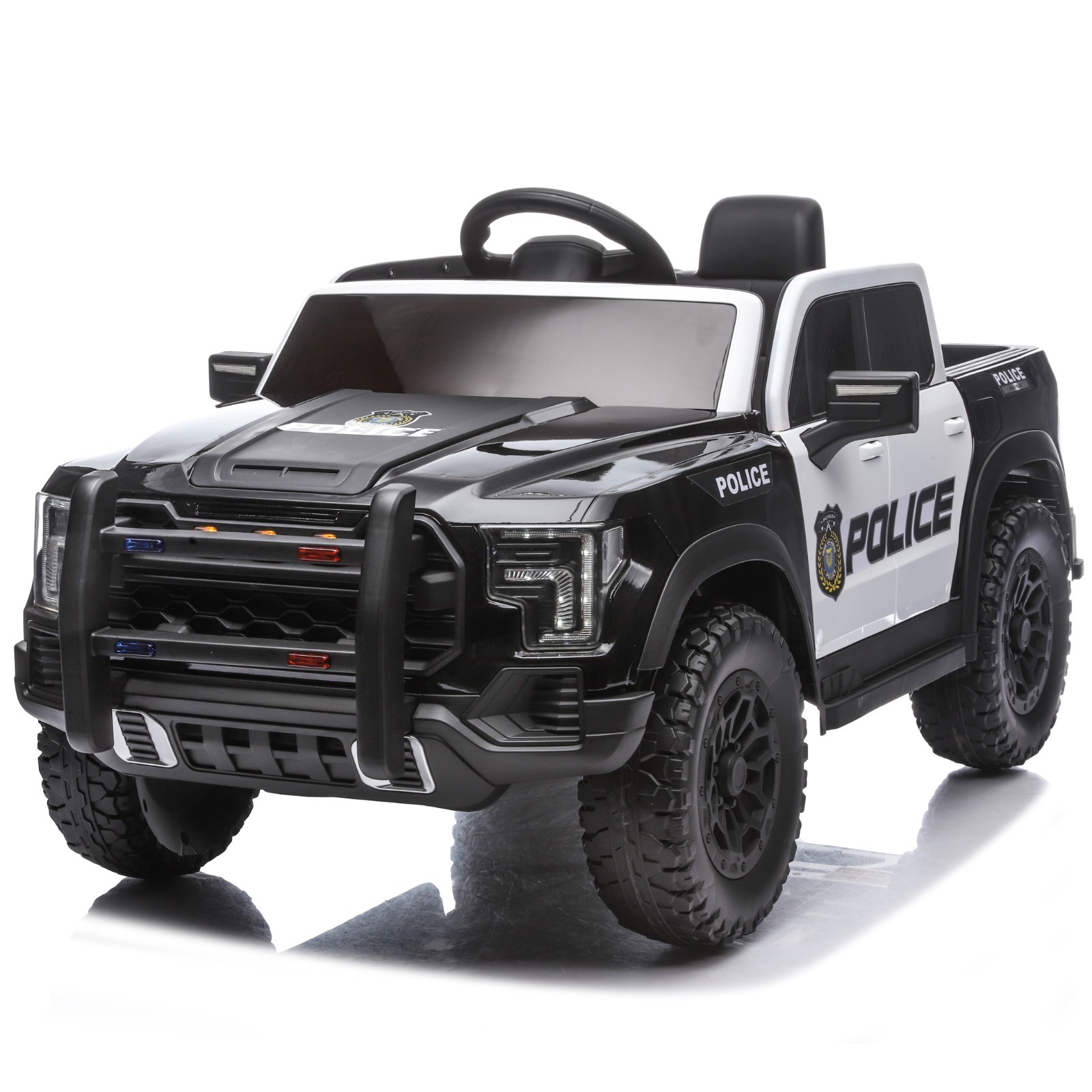 Kids Ride On Police Car 12V Dual Motors Remote Control Music Lights