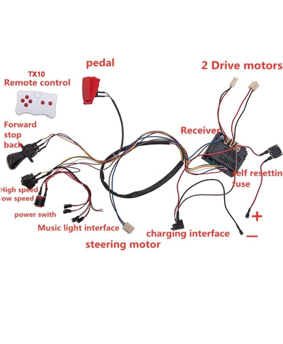 12 Volt, DIY Modified, Wires and Switch Kit, 2.4G Bluetooth No Remote Control