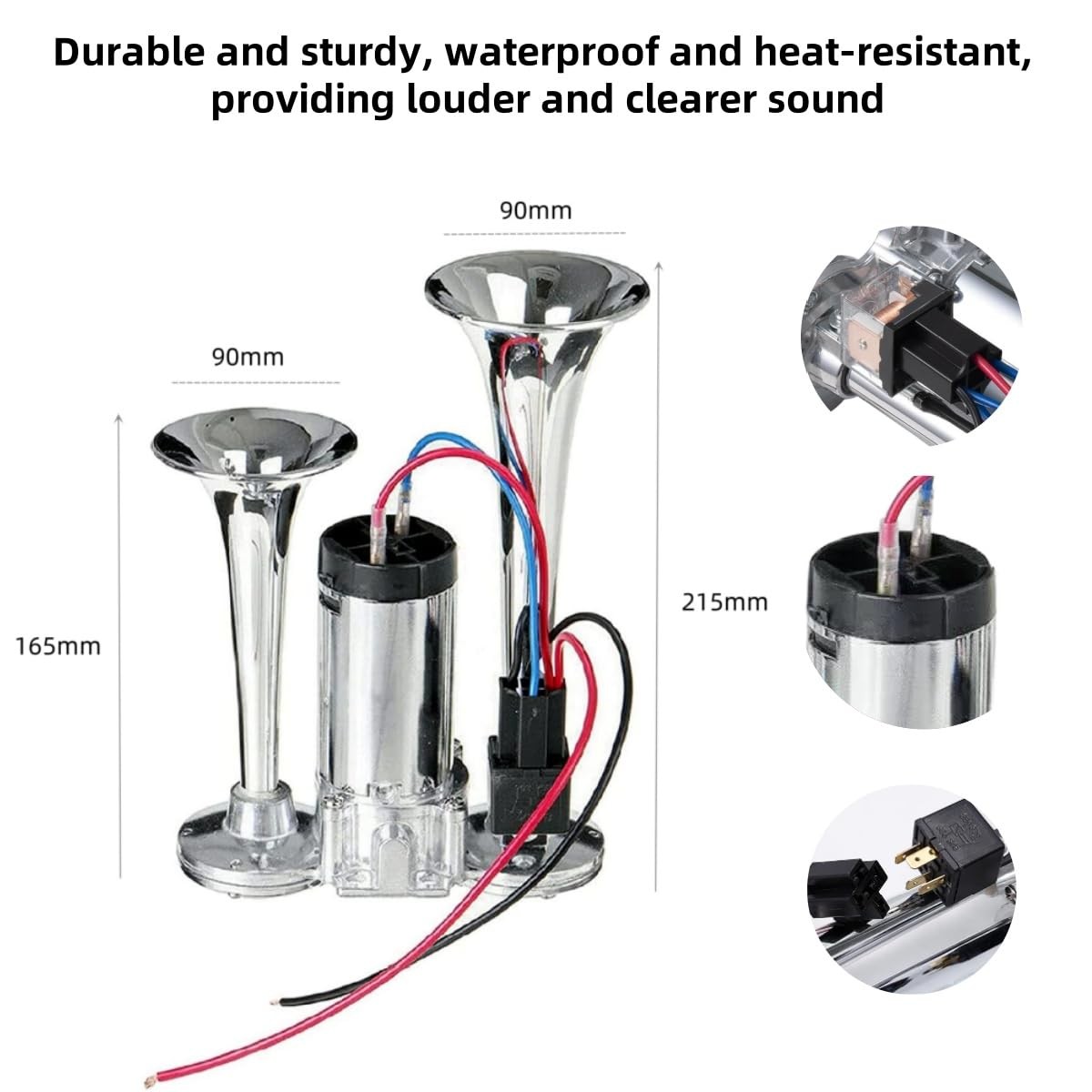 Haokixin 600DB Super Loud Dual Electric Train Horns for Trucks, SUVs, Cars, B…
