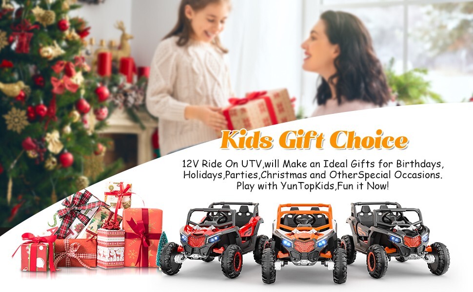 24V children’s ride with remote control, 2-seater toy UTV, Bluetooth, LED lights
