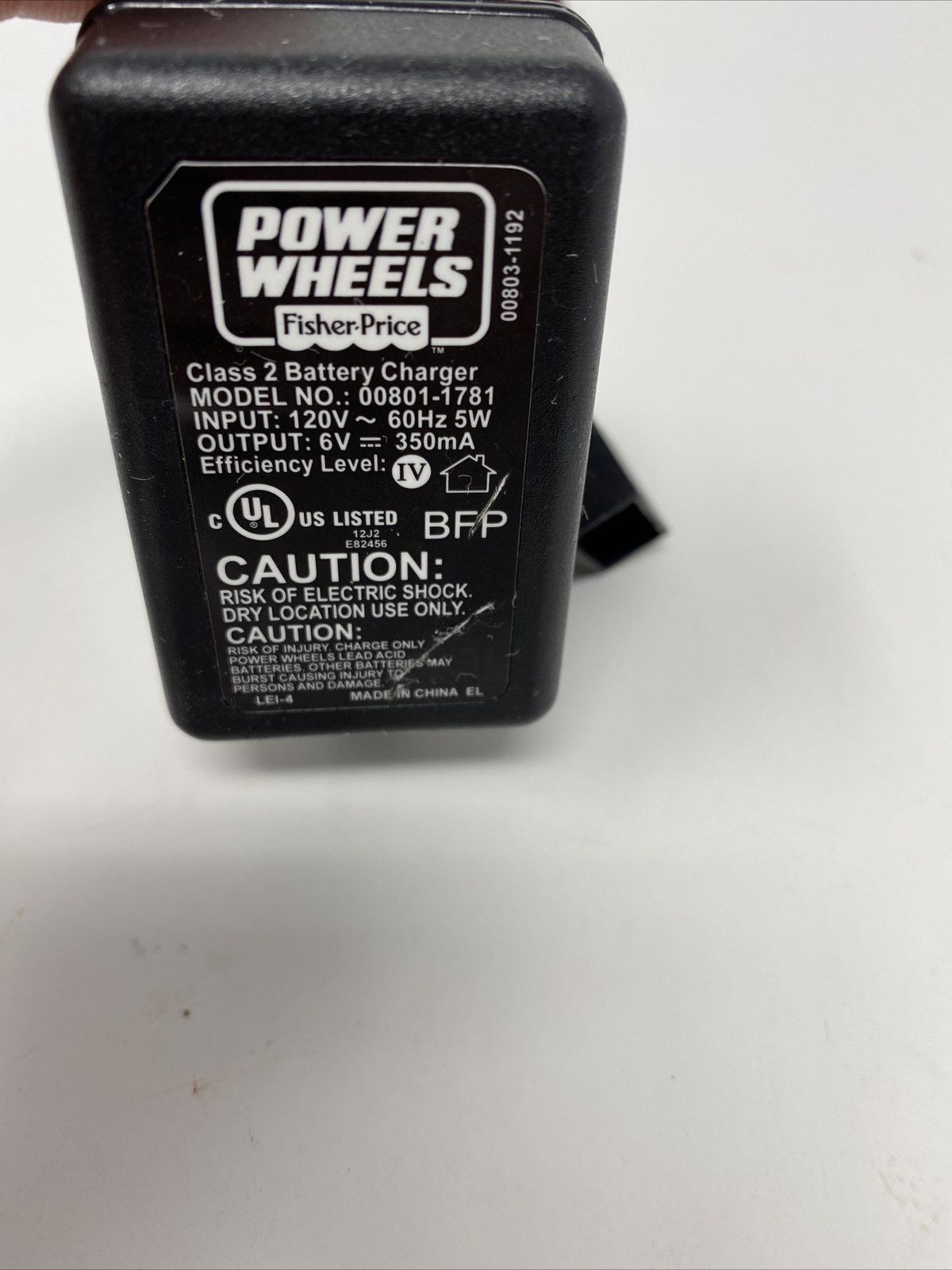 Fisher-Price Power Wheels 00801-1781 OEM Original Class 2 Battery Charger Cord