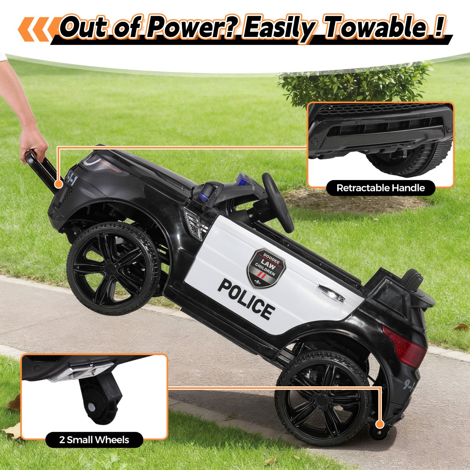TOBBI 12V Electric Kids Ride on Police Car with Remote Control,Siren, Music