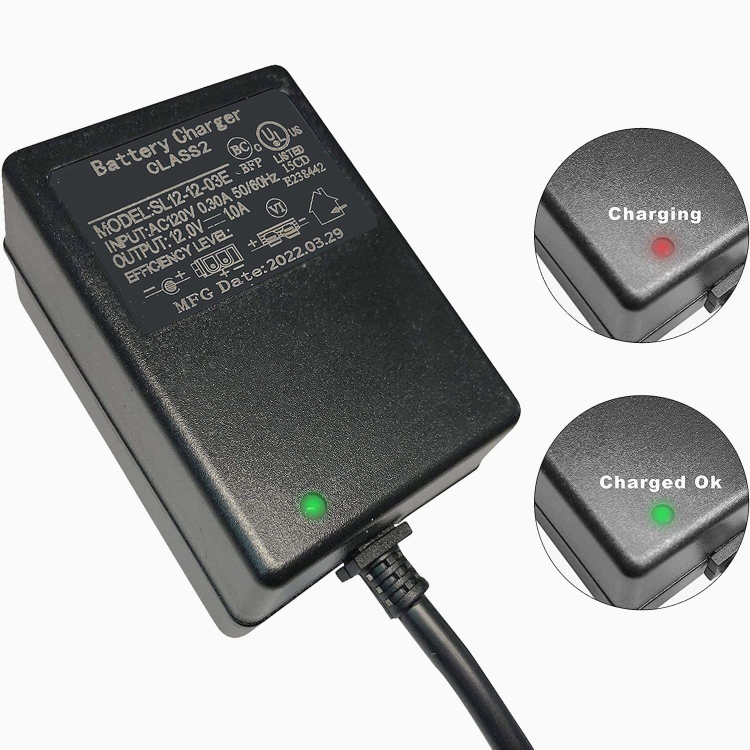 12V Charger for Kids Ride-On Cars, Yamaha Raptor, Toyota FJ Cruiser, Electric To