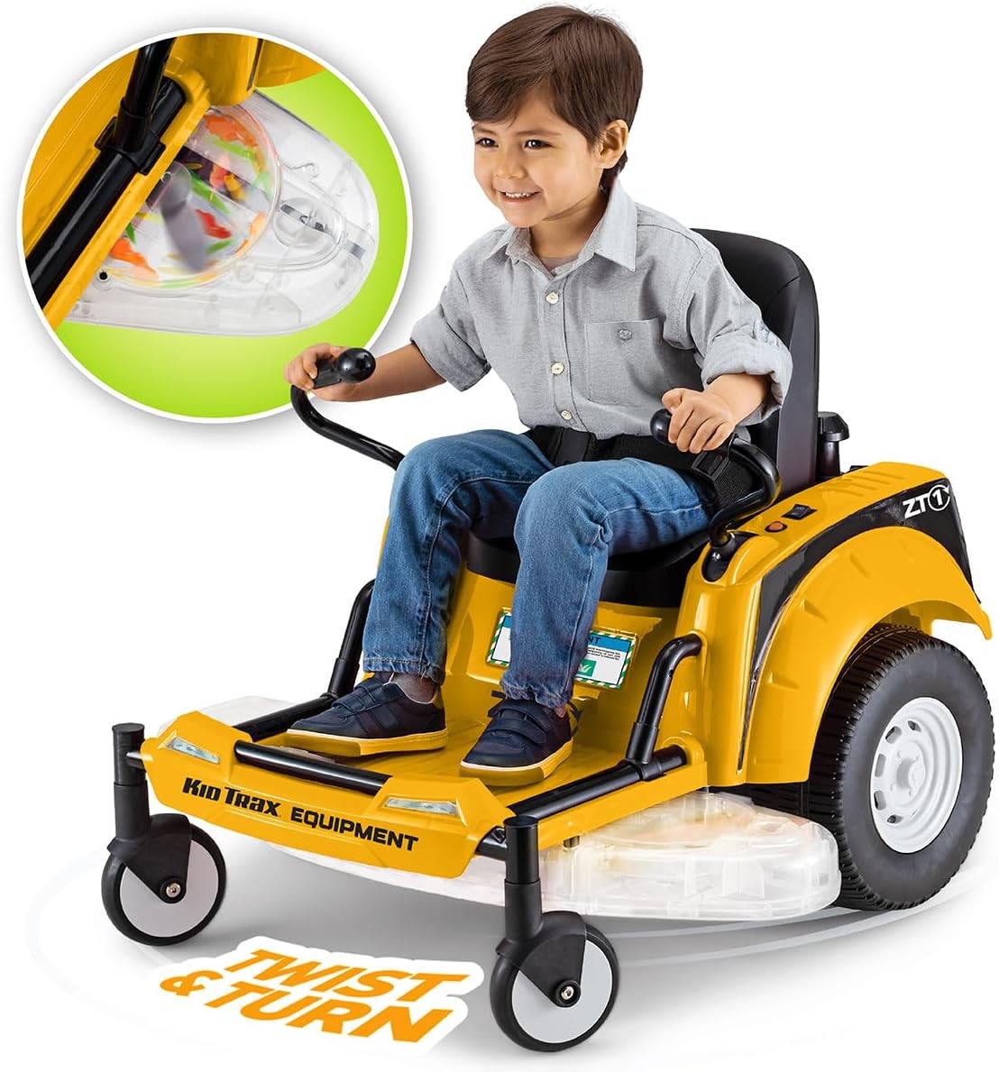 Kid Trax 12V Zero Turn Lawn Mower Toy 3MPH Yellow