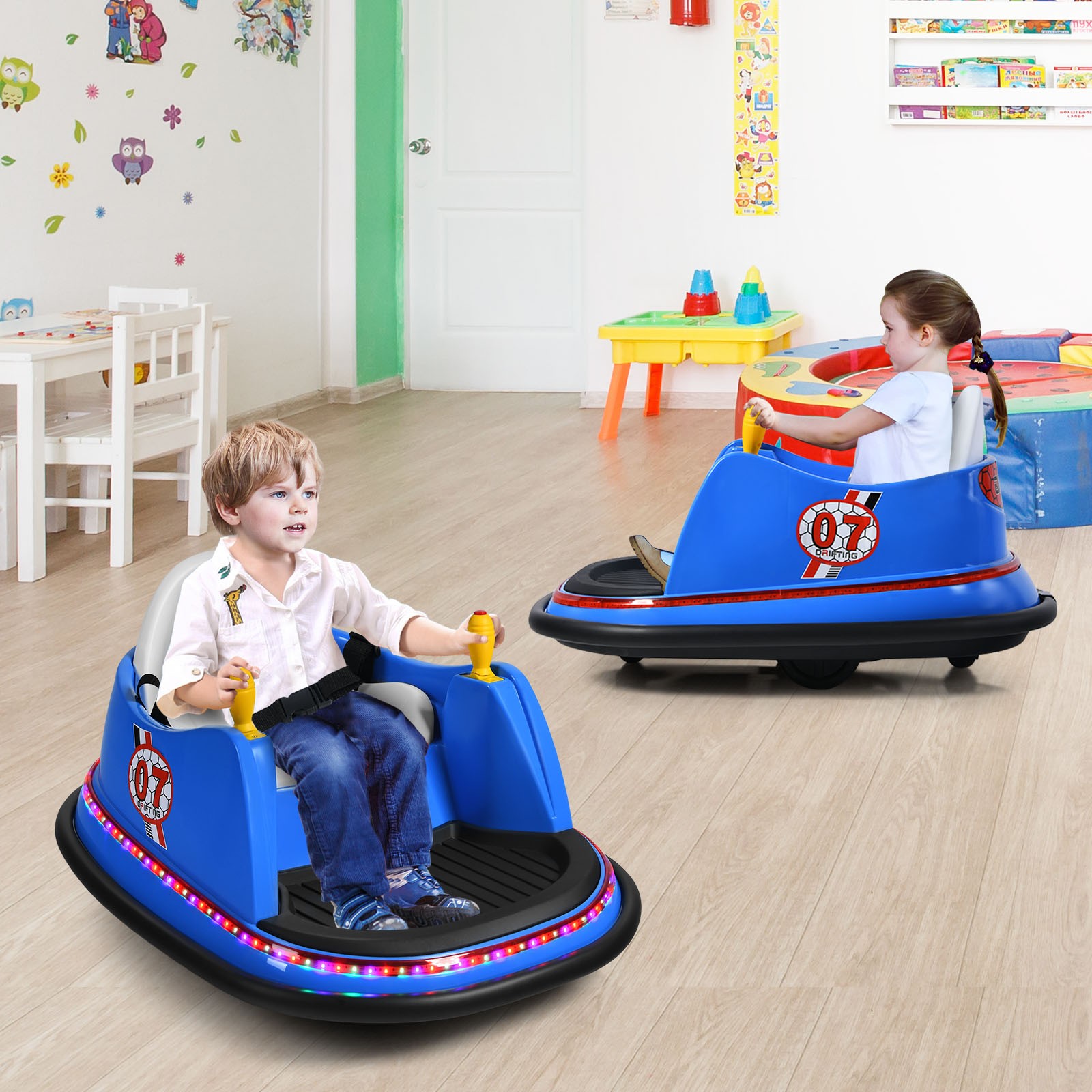 6V Vehicle 360° Spin Race Toy Kids Ride On Bumper Car w/ Remote Control Navy