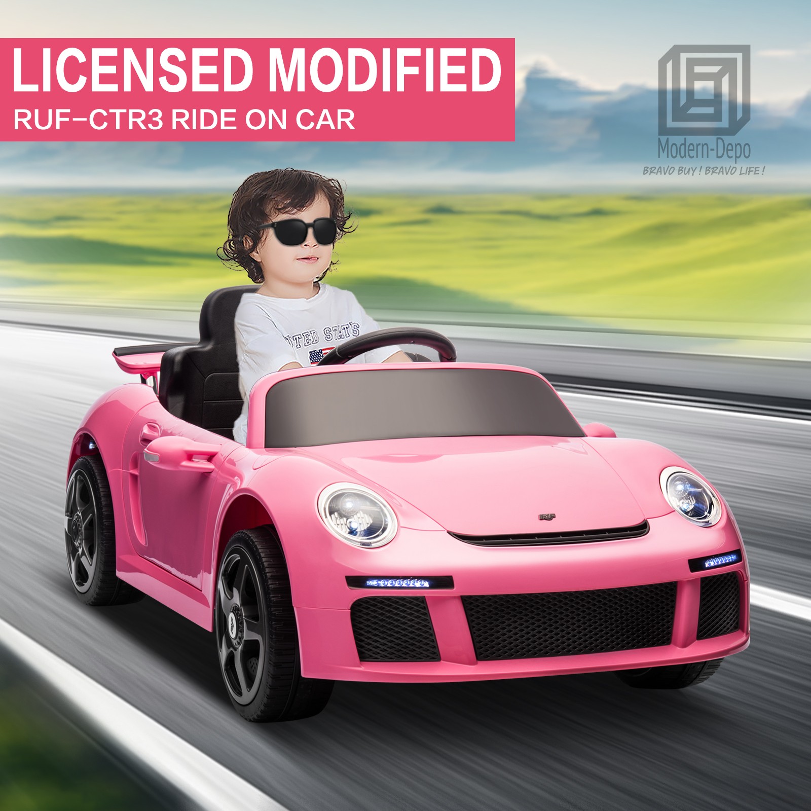 12V Kids Electric Car with Parent Remote Control, 2 Motors, Lights, MP3 Player