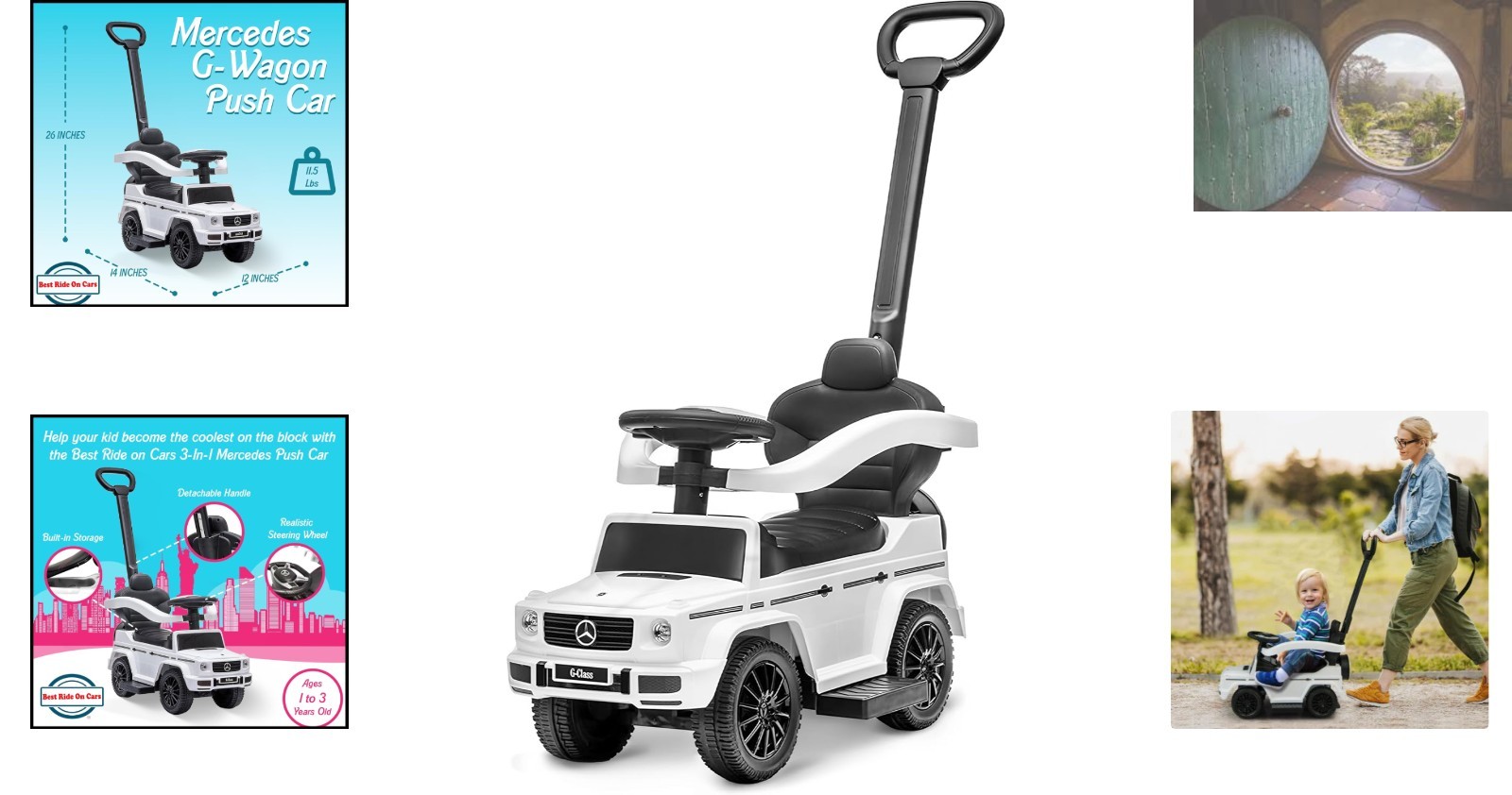 Versatile 3-in-1 Toddler Push Car: Mercedes G-Wagon Stroller with Music
