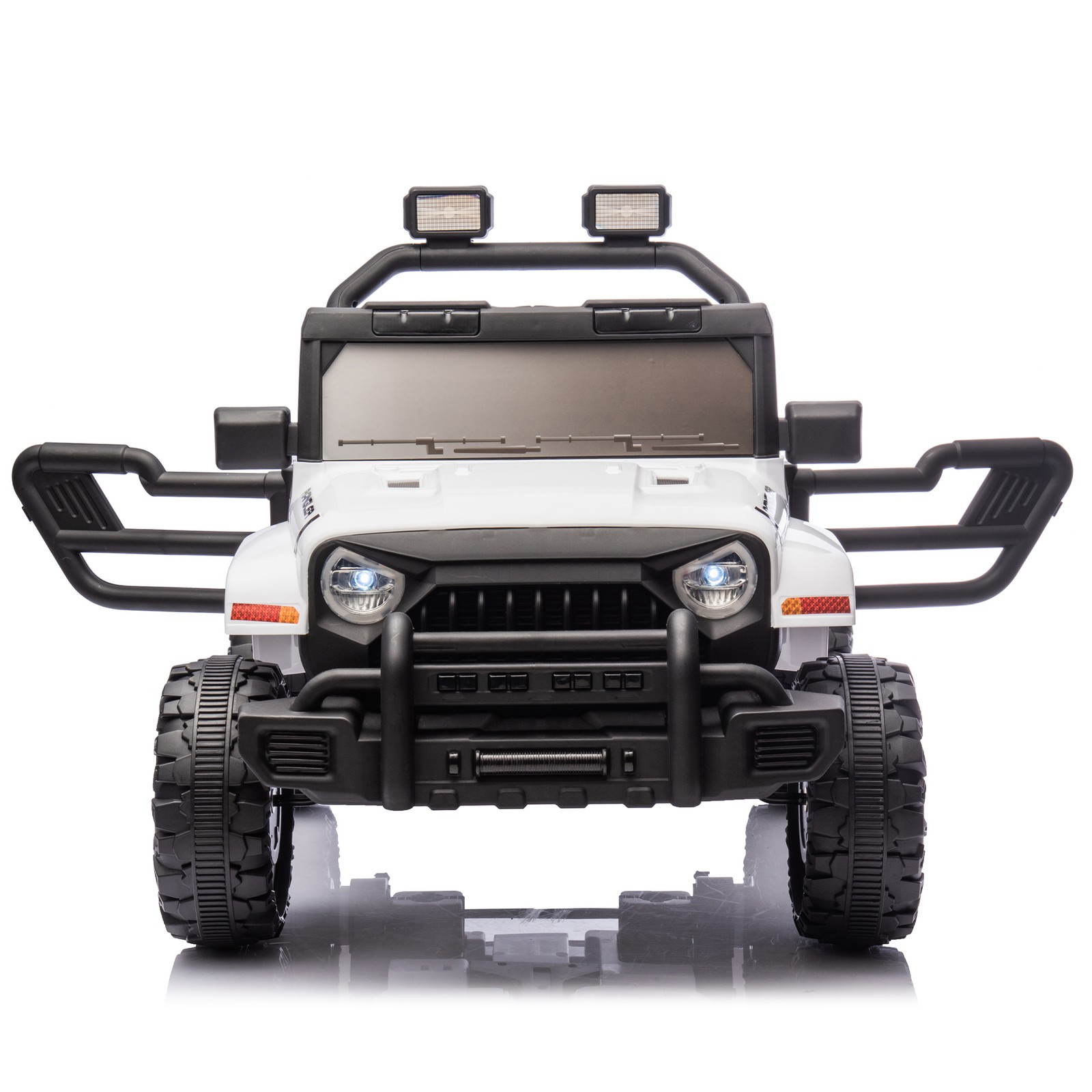 12V Kids Ride On Car Dual Drive 4 wheel With Bluetooth USB for Kids 2-4 White