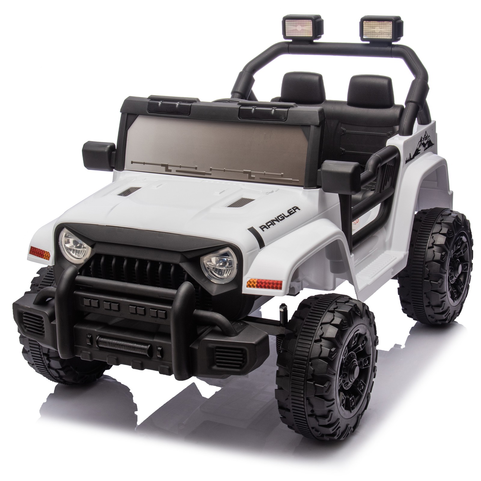 12V Kids Ride On Car Dual Drive 4 wheel With Bluetooth USB for Kids 2-4 White