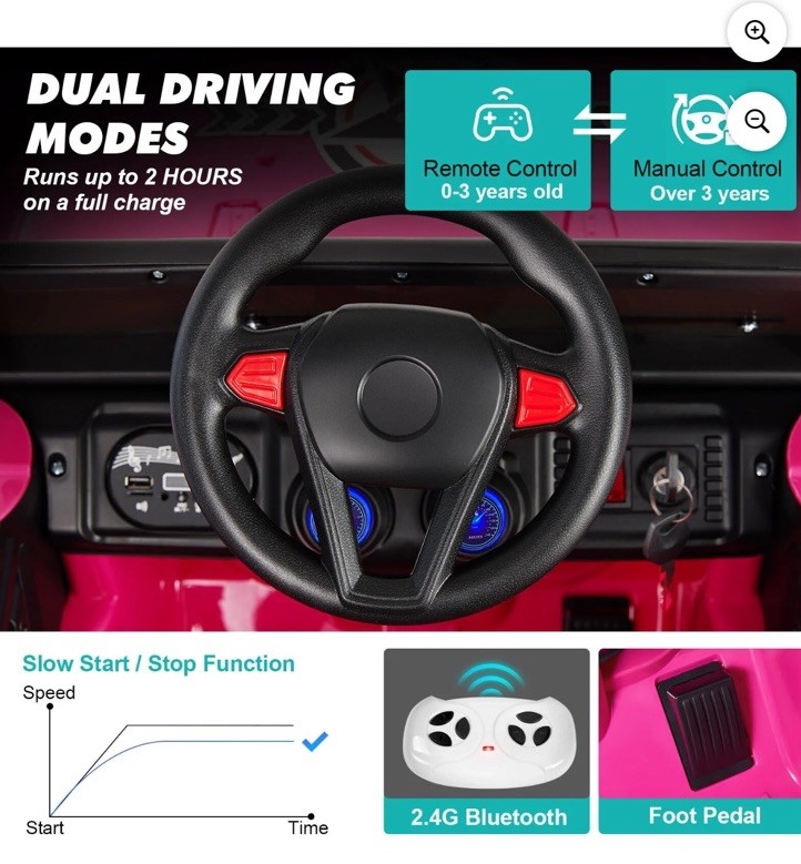 JOYLDIAS Kids Ride on Truck Electric Car w/ Bluetooth Remote Control MP3 Player