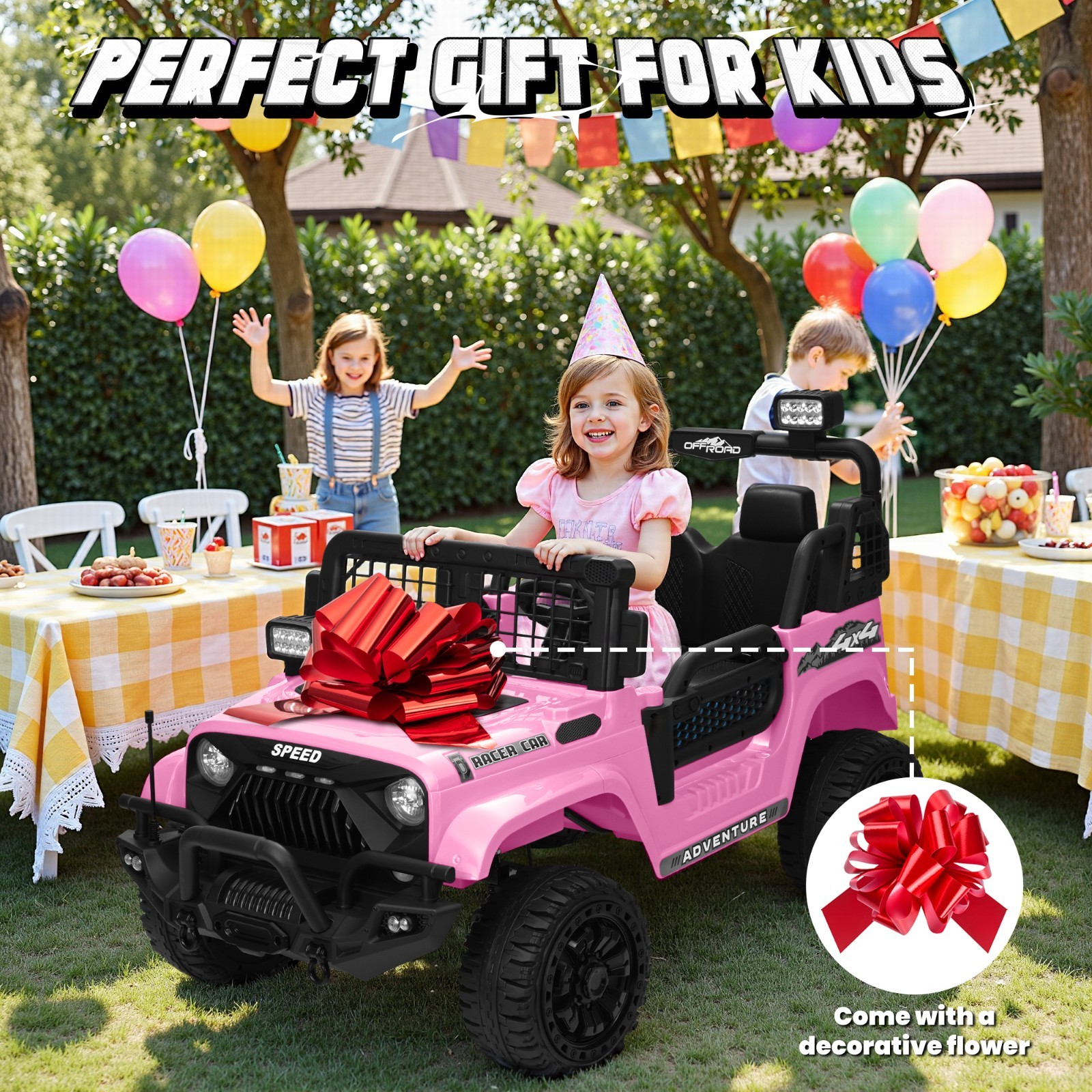 24V 4WD 2-Seater Ride On Truck 800W 9AH RC Bluetooth 3-Speed 4-Wheel Suspension