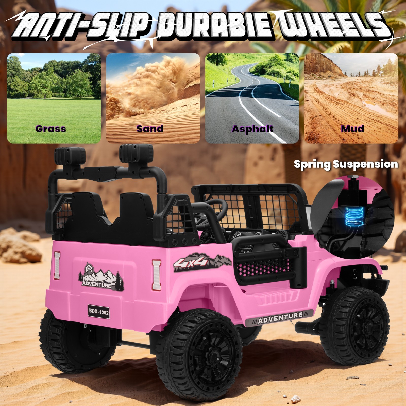 24V 4WD 2-Seater Ride On Truck 800W 9AH RC Bluetooth 3-Speed 4-Wheel Suspension