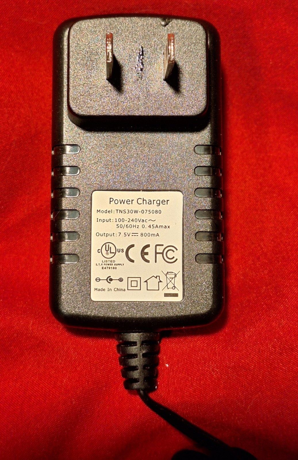 Power Charger TNS30W075080 7.5V 800mA- For 6 Volt Battery Child Car Ride Wheels