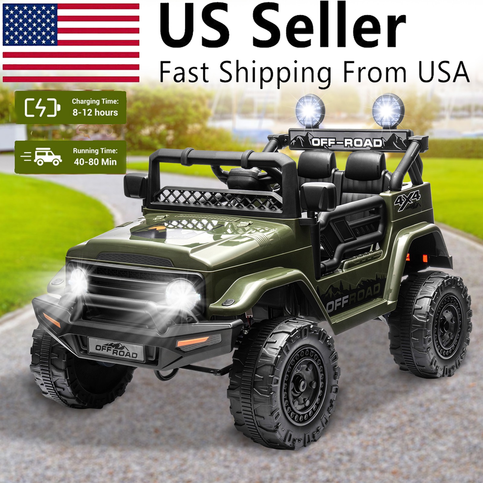12V Electric Kids Ride On Car Power Wheels Jeep 2 Seater Music Fashion w/ Remote