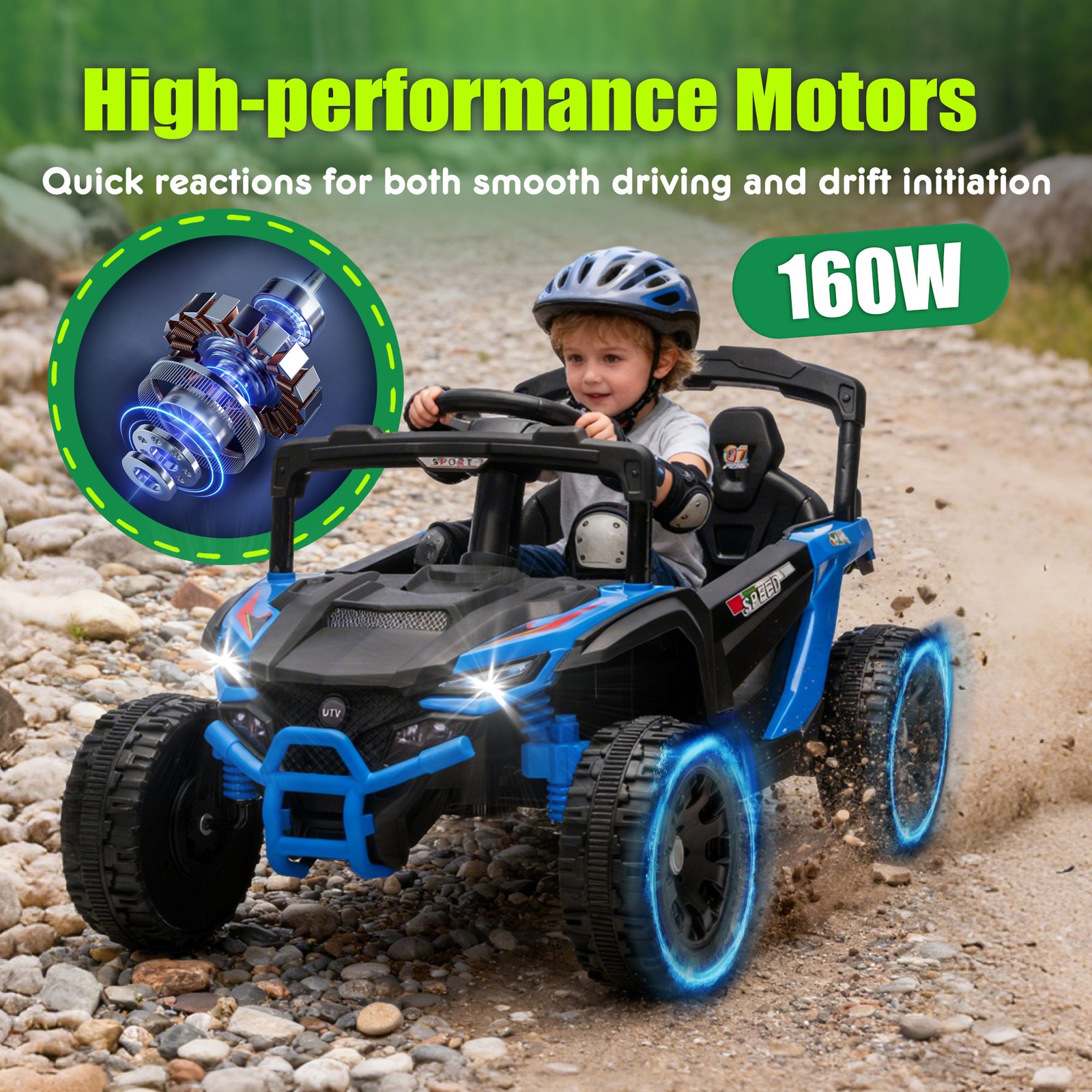 24V Kids ride on UTV W/ 2.4G PC,80W*2,Four-wheel suspension for Kids Aged 3-5