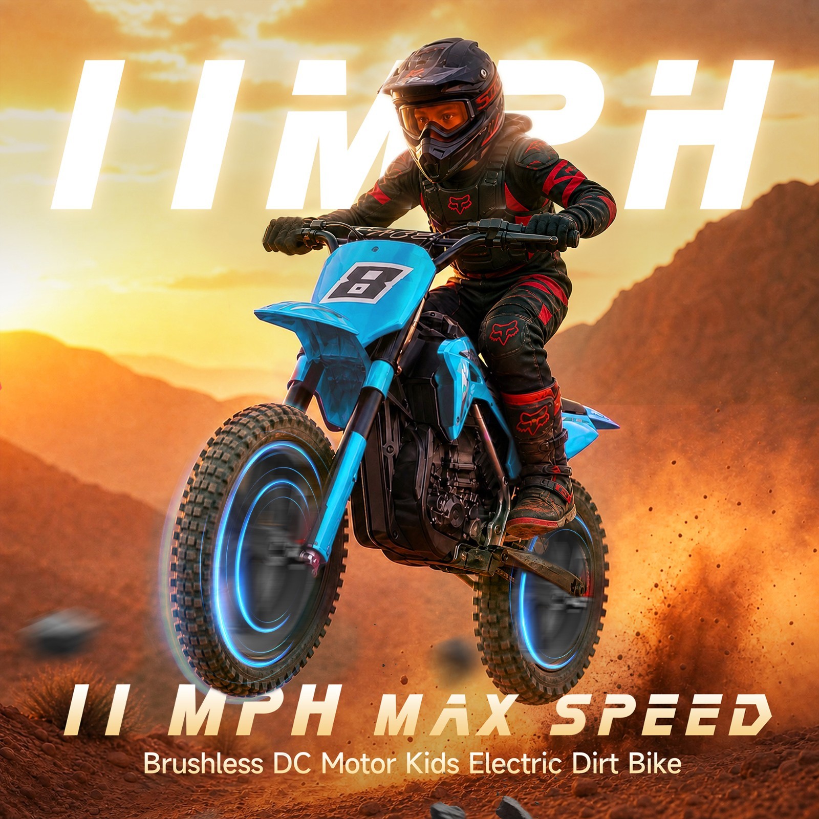 Kids Motorcycle Electric Dirt Bike 24V Brushless Motor 11MPH Speed 12″ Air Tires