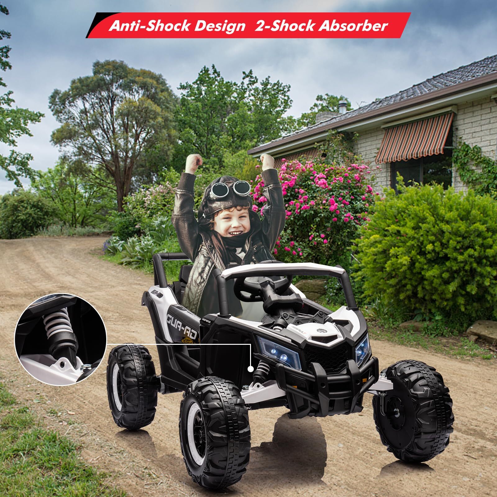🍎24V Kids Ride-On Utv Car w/ Remote Control Spring Suspension 200W Motor Music
