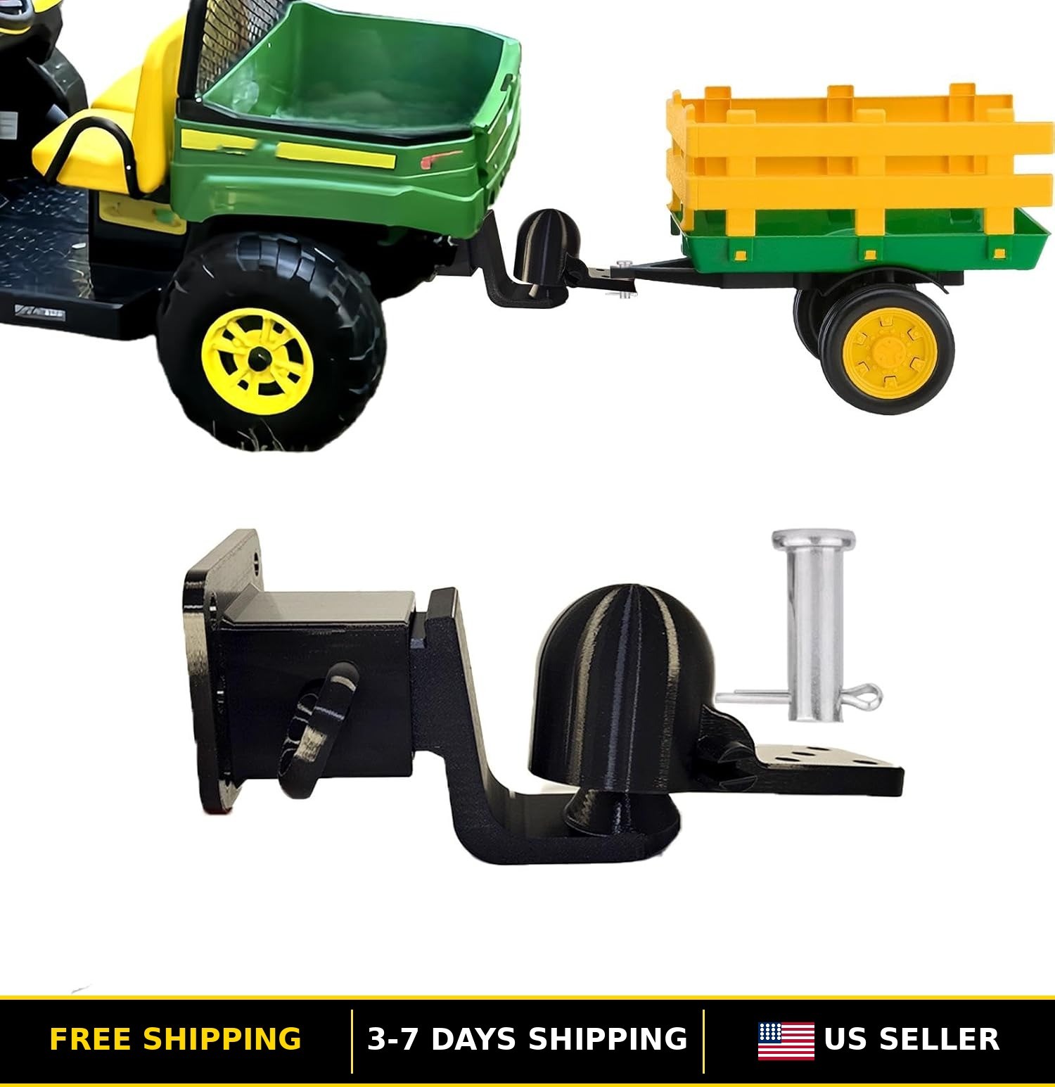 Kids Trailer Hitch Adapter for 3/8″ Power Wheels Ride On Toys