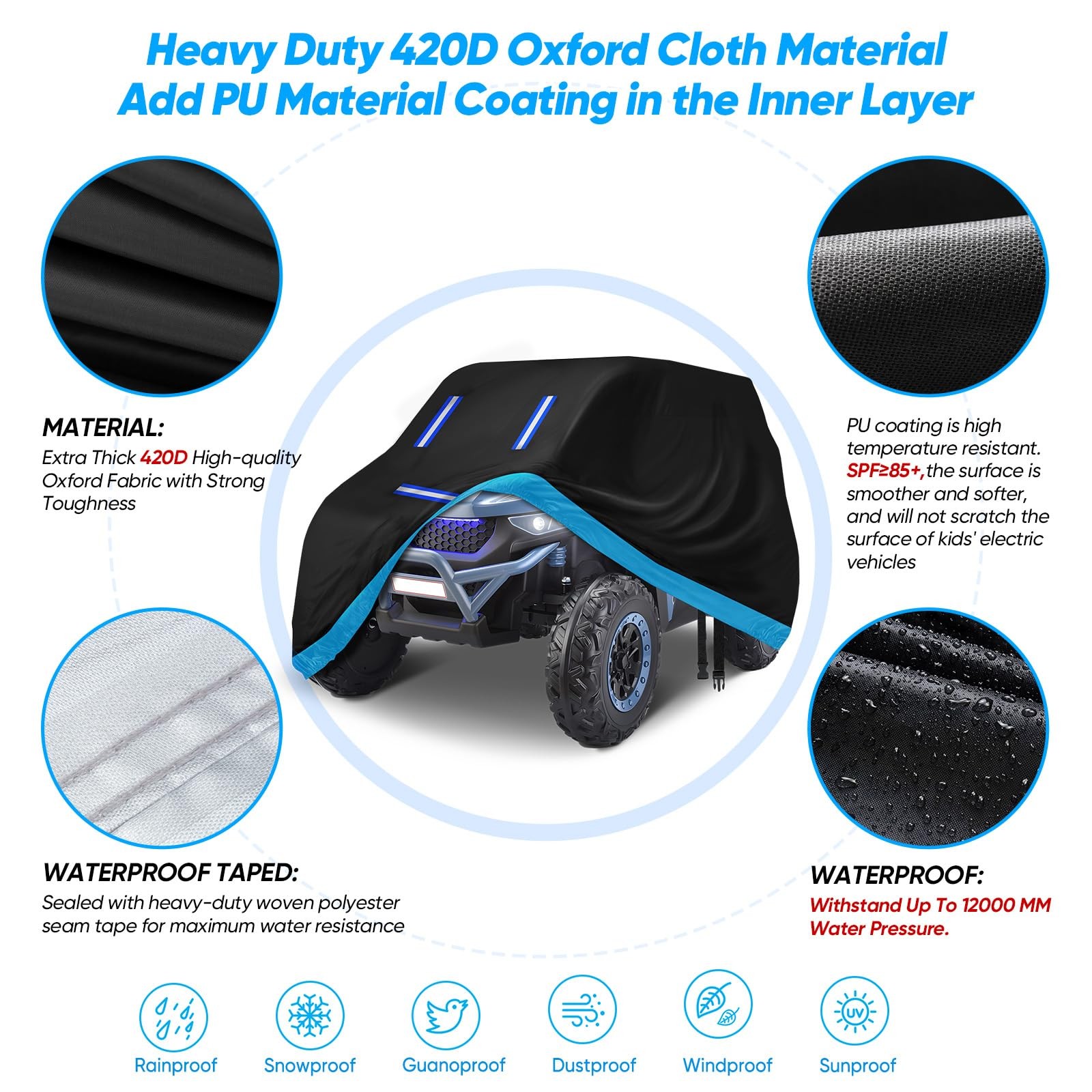 Kids Ride On Toy Car Cover,Large Power Wheels Cover Waterproof,Heavy Duty 420…