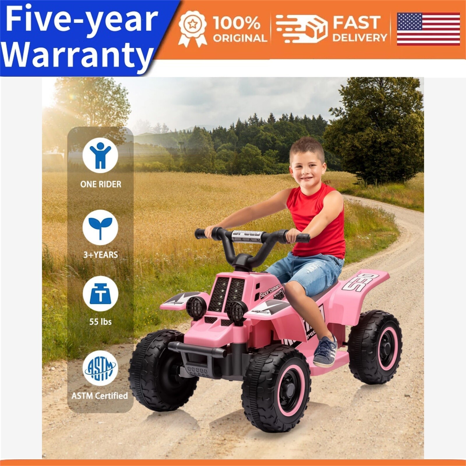 6V Kids ATV 4-Wheeler Ride On Car Electric Motorized Quad Battery Powered