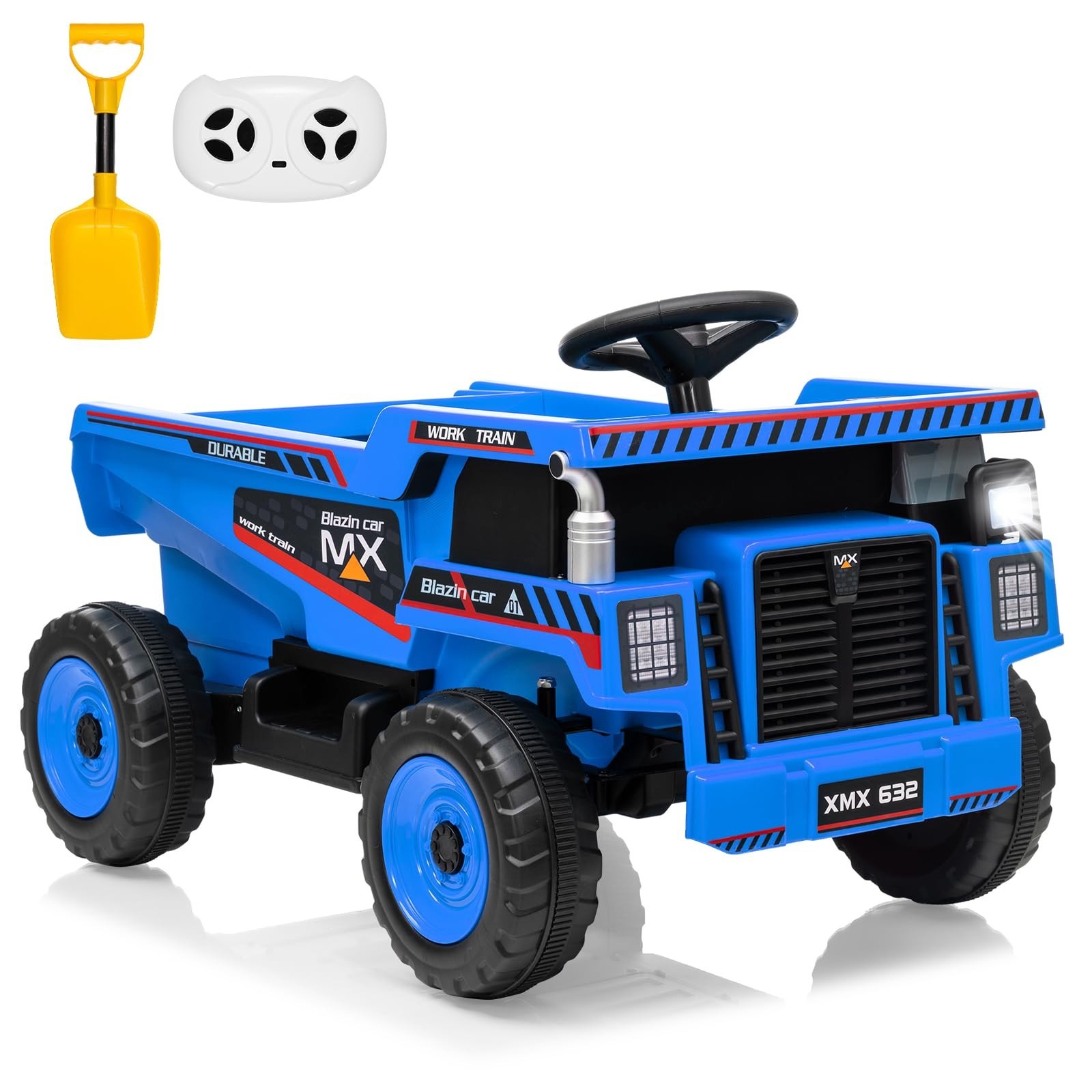 12V Electric Ride On Dump Truck For Kid Ride On Toy With Shovel LED Lights Music