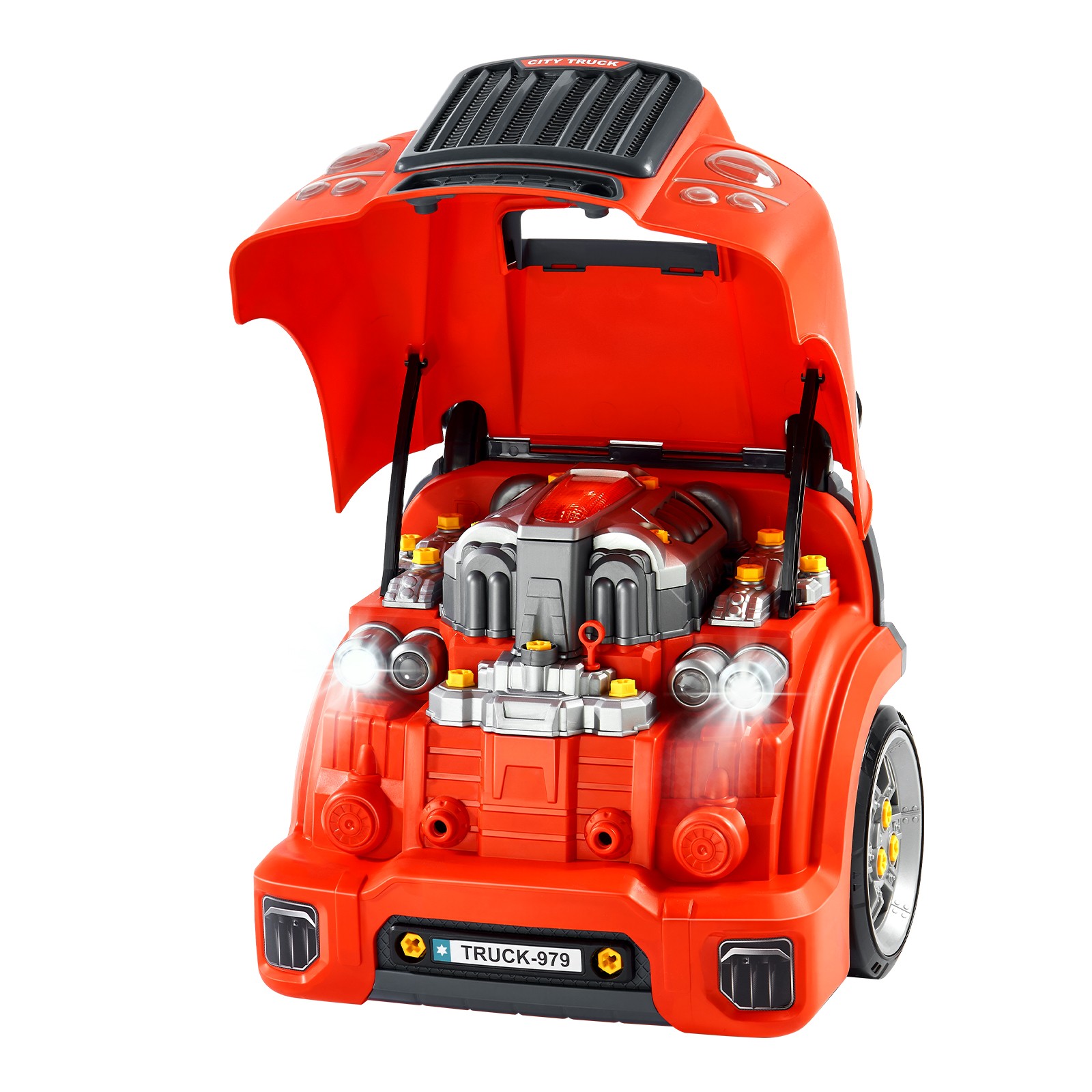 Engine Toy Kids Mechanic Car Repair Set with Removable Parts Red