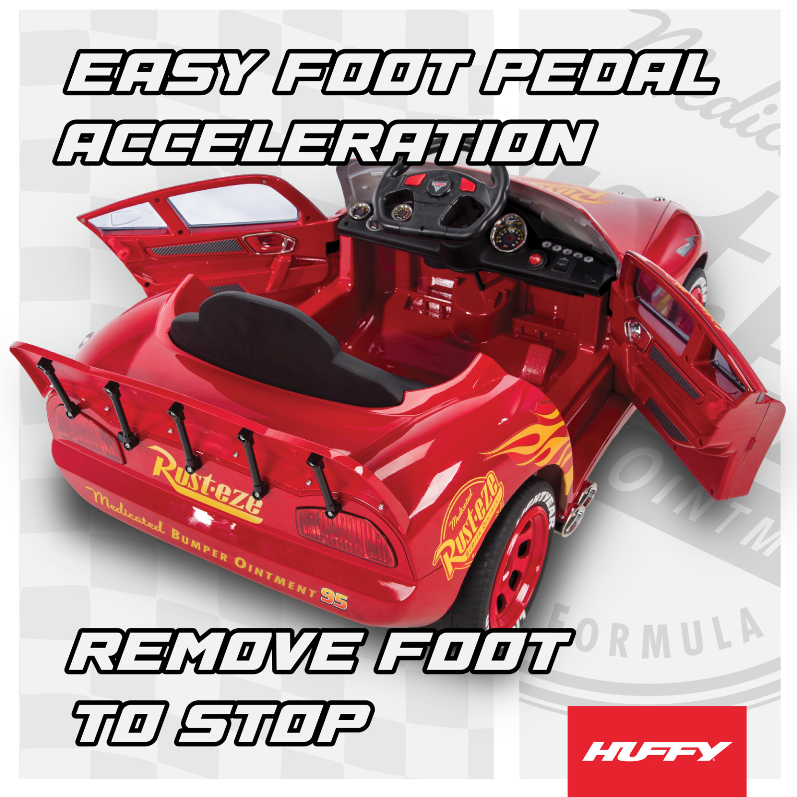 Huffy 6V Disney Pixar Lightning McQueen Ride-On, Ages 3-7 Years Old, Red