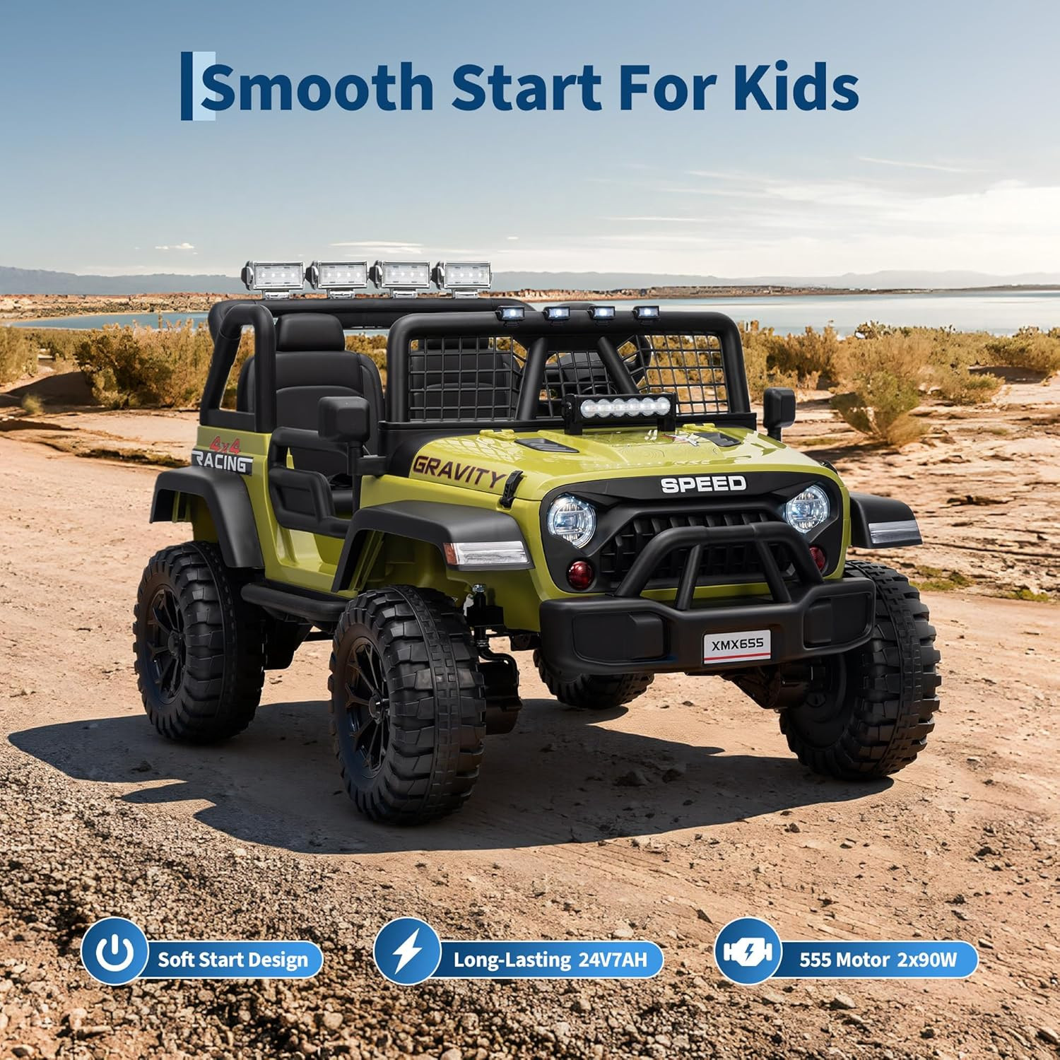 24V 2-Seater Kids Electric Truck with Parent Remote Control, 100Min Ride-On Car,