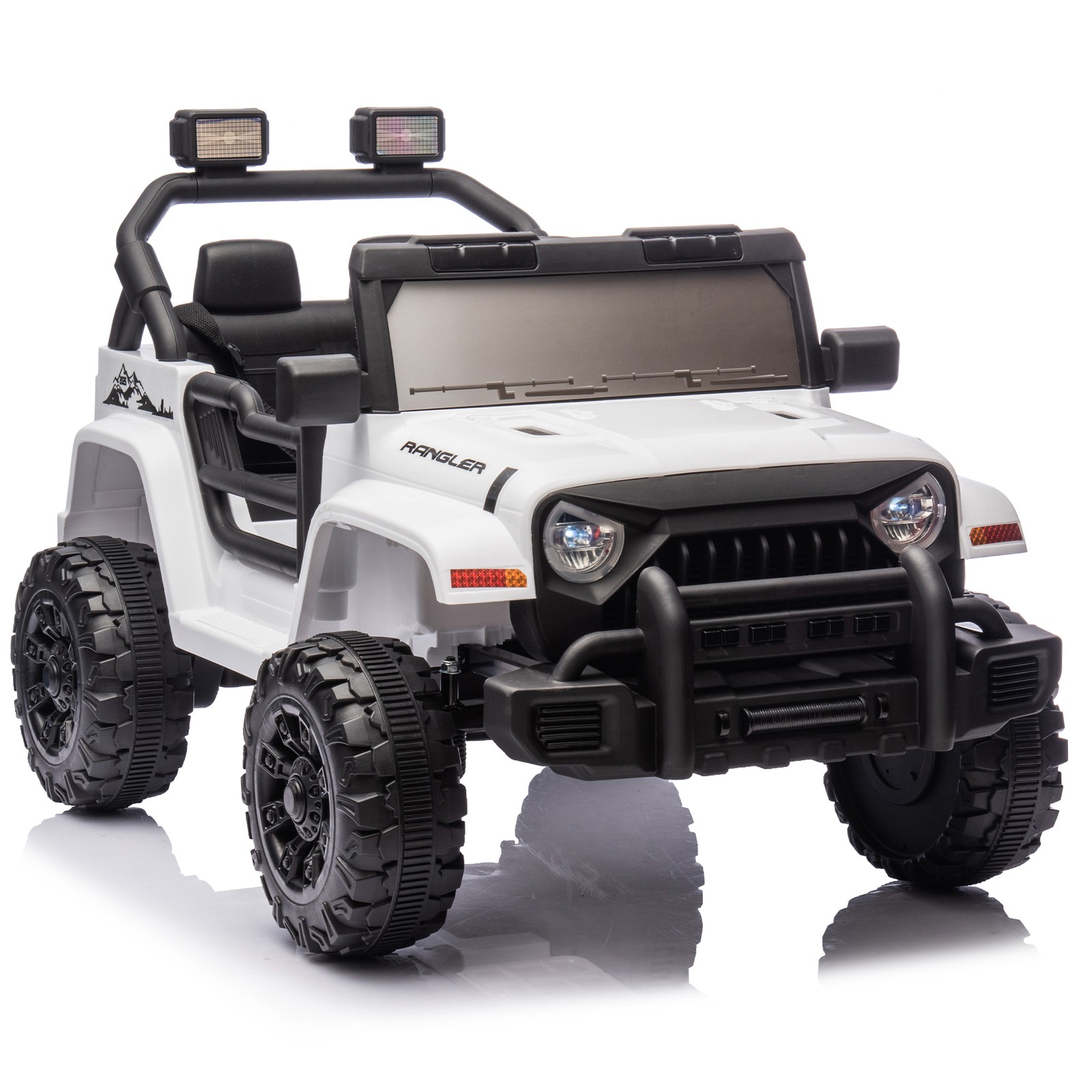 12V Kids Ride On Car Dual Drive 4 wheel With Bluetooth USB for Kids 2-4 White