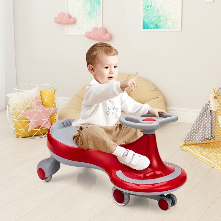Red Toddler Wiggle Car Ride-on Toys Children Driving Gift Car W/ Flashing Wheels