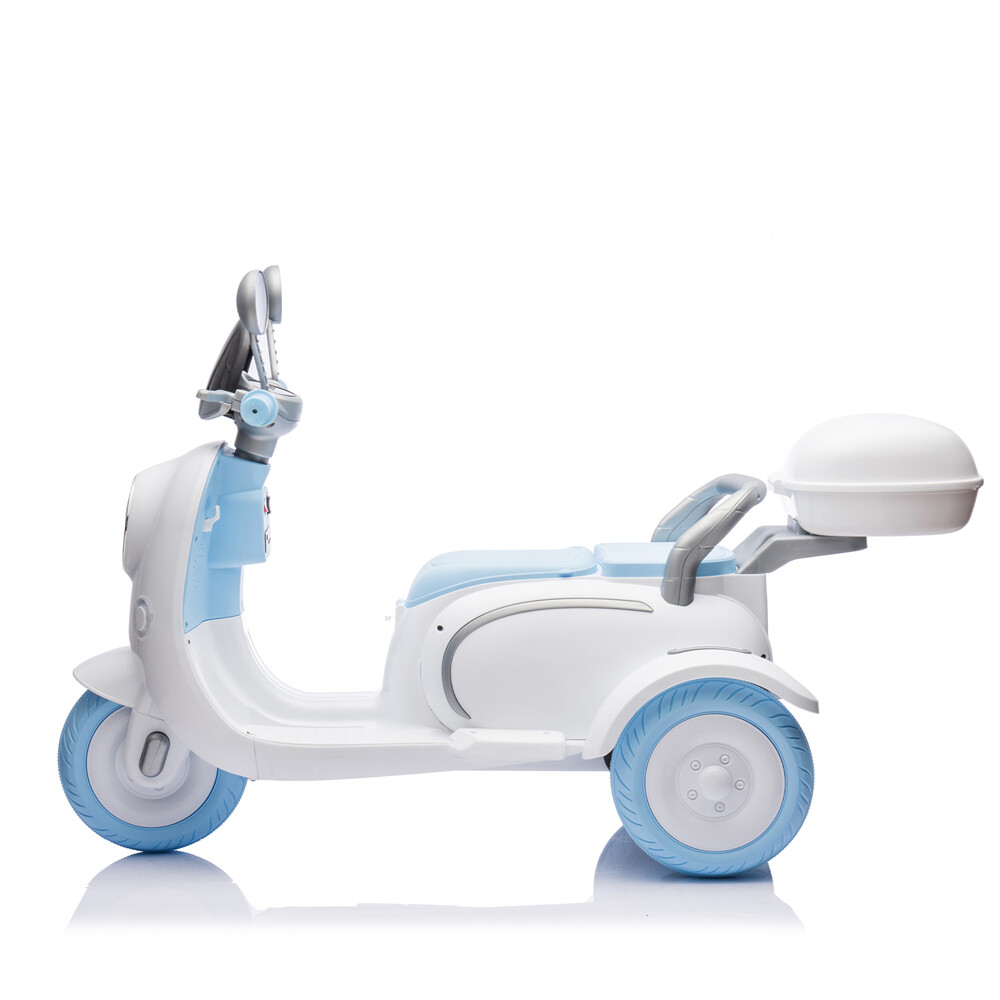 12V 2-Seater Kids Ride On Electric Motorcycle 3-Wheel Toy 1.86-3.11mph Aged 3-6