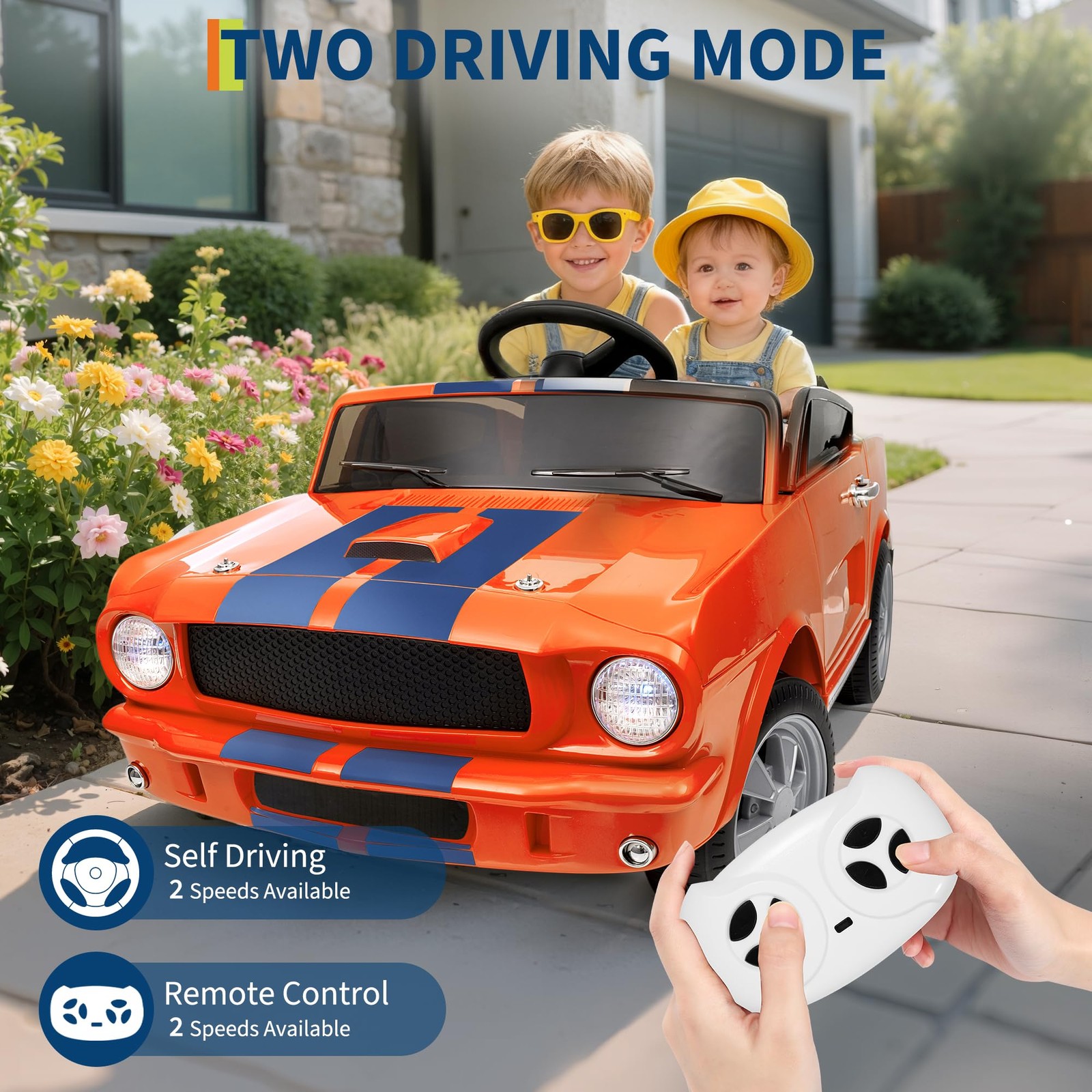 Garvee 24V 2 Seater Ride on Licensed Shelby GT350, Battery Powered Ride on Toys