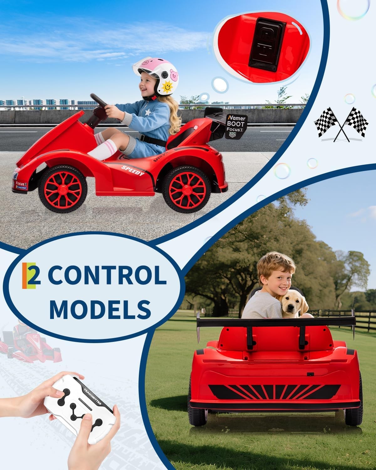 6v Electric Racer Go Kart for Kids with 2.4g Remote Control Ride on Toy for Kids
