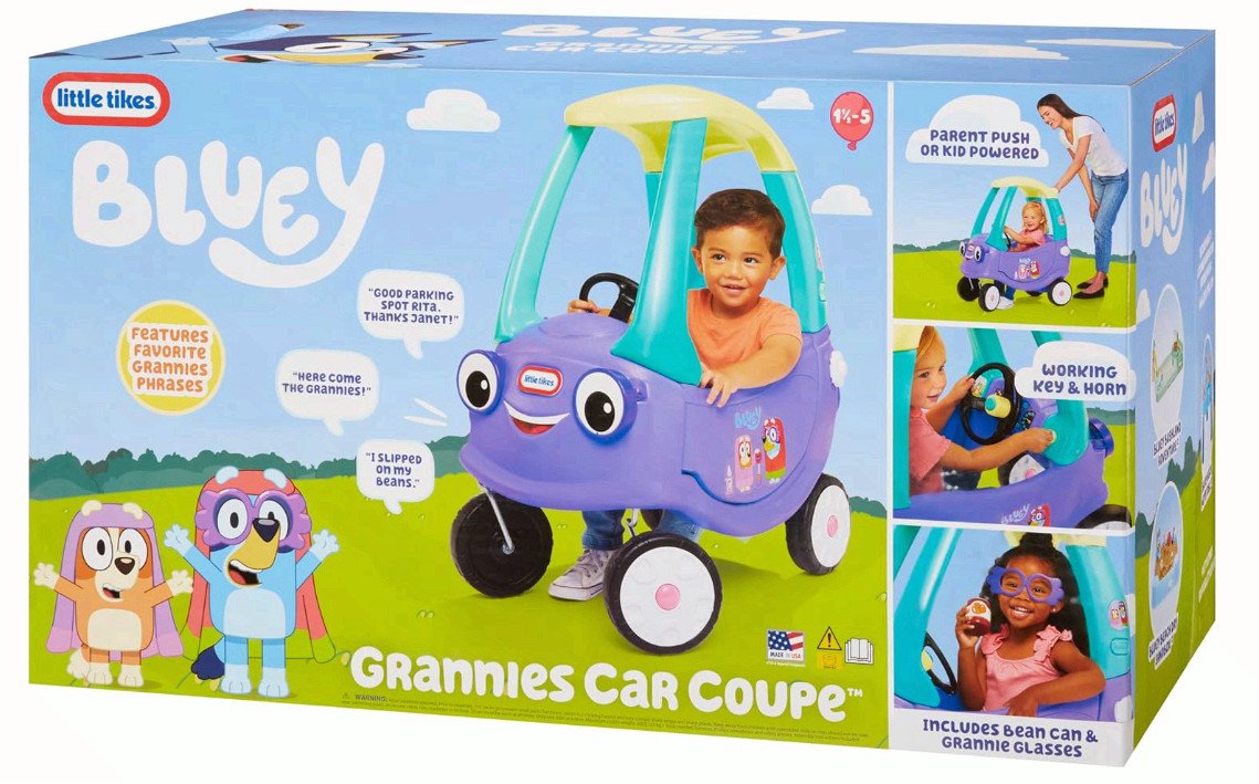 Bluey Grannies Car Coupe Ride-On with Accessories, Ages 1.5-5 Years