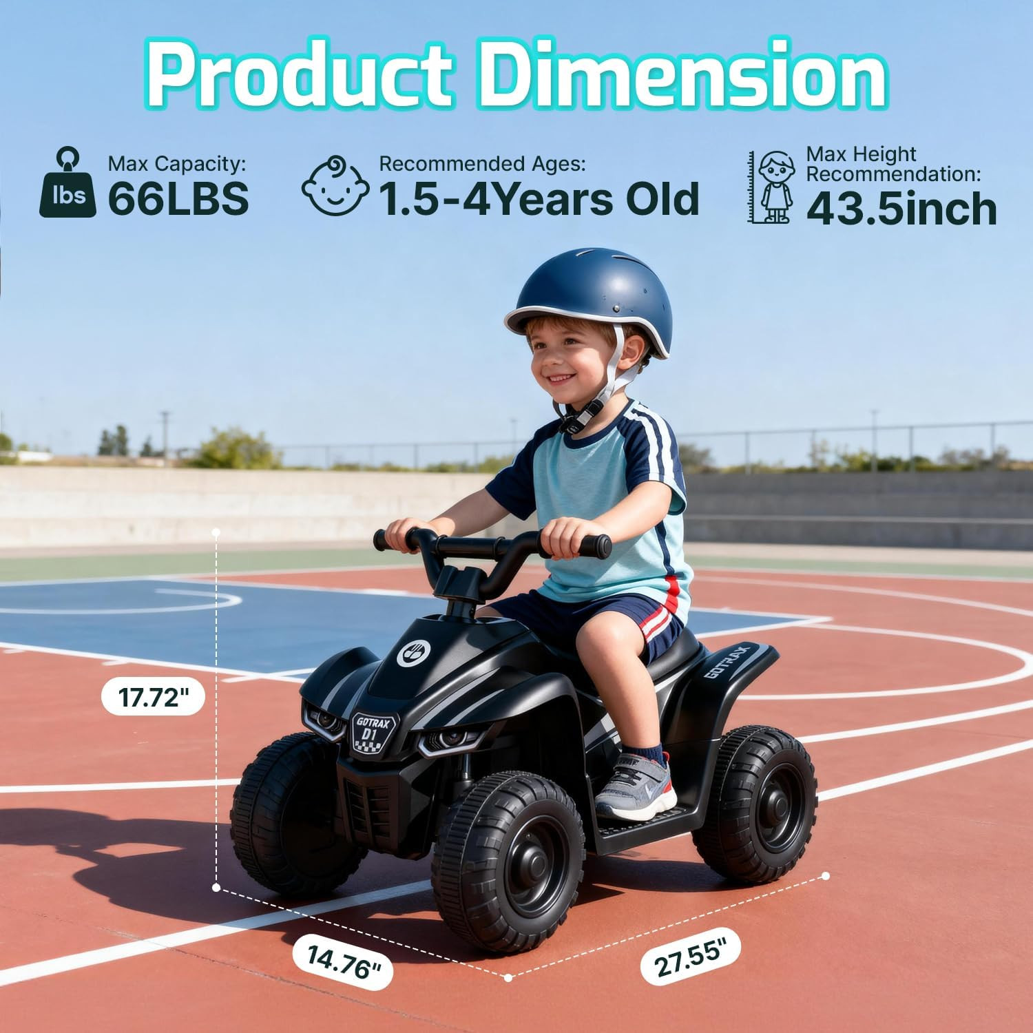 Gotrax RT1 Ride on Toys for Toddlers 1.5-4, Safe 12V Lead-Acid Battery up to 80